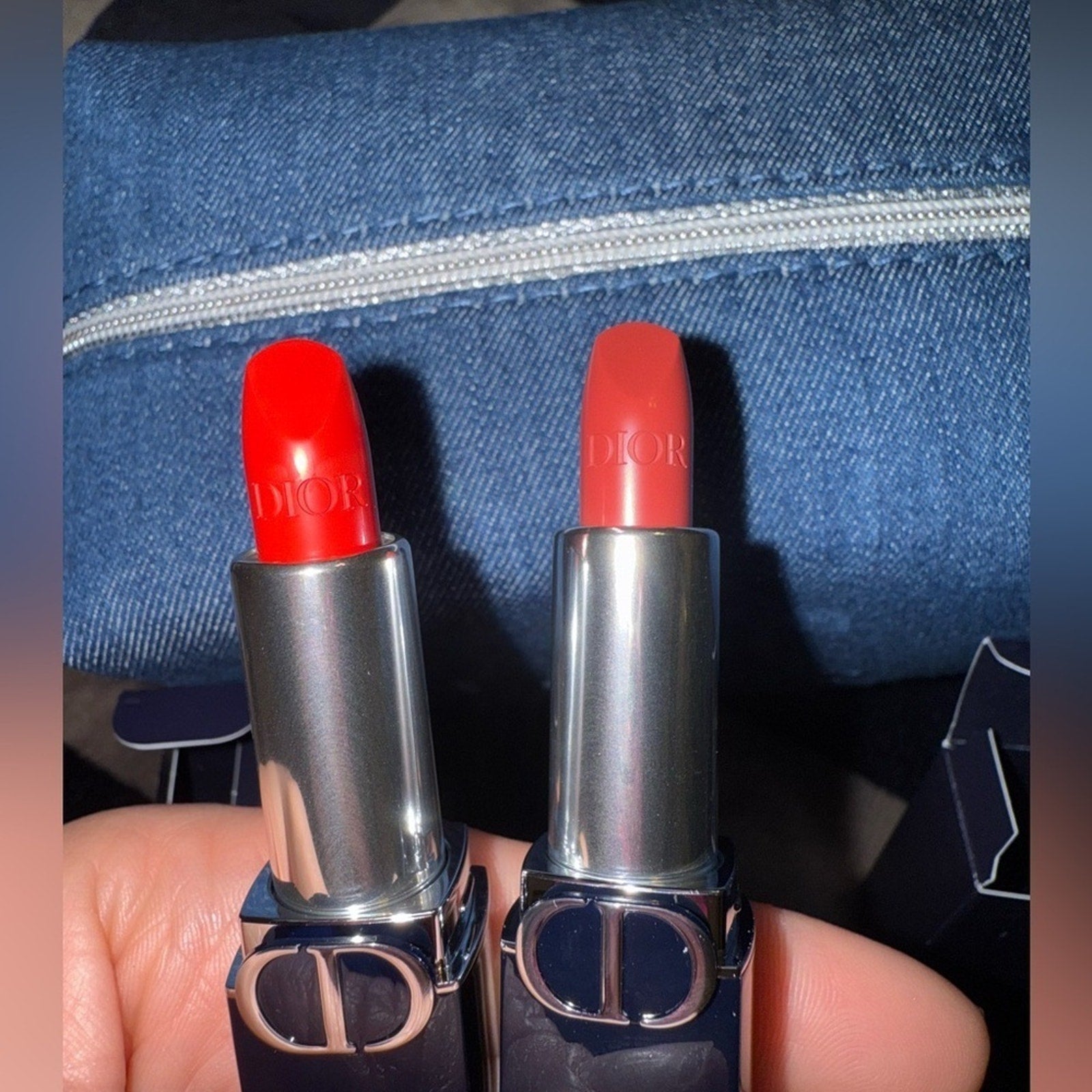 Dior Denim Accessor Bag + 2 Lipsticks