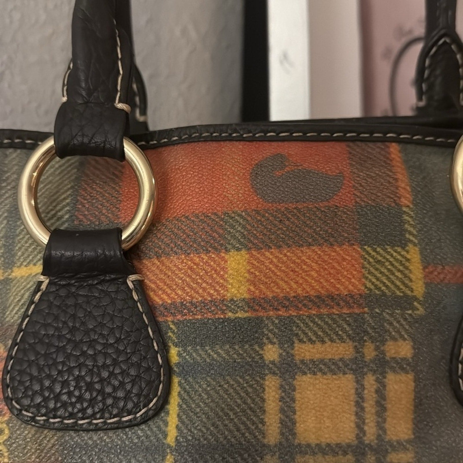 Dooney & Bourke Leather and Coated Canvas Shoulder Bag EUC