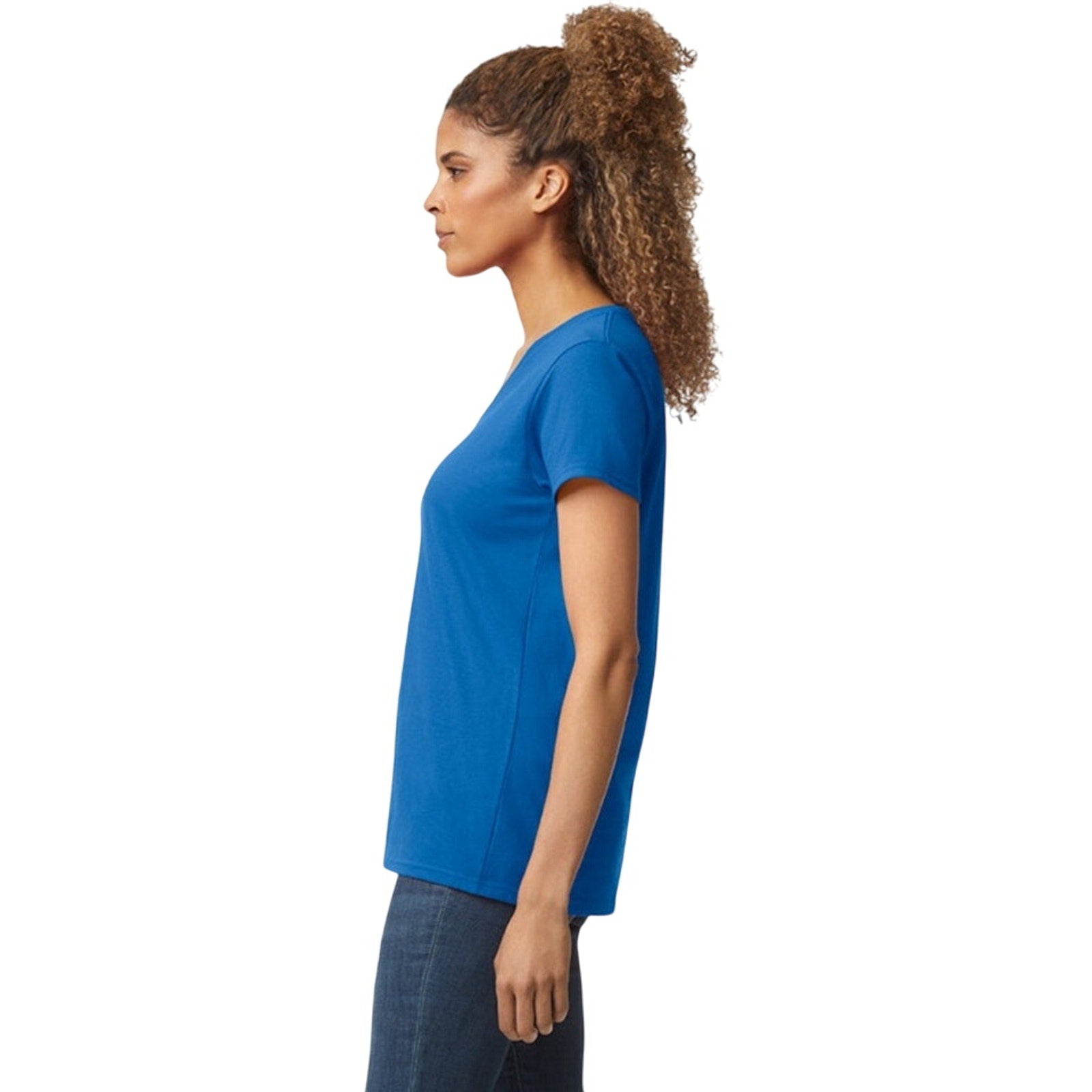 Blue XL Gildan Ladies V-Neck T-Shirt