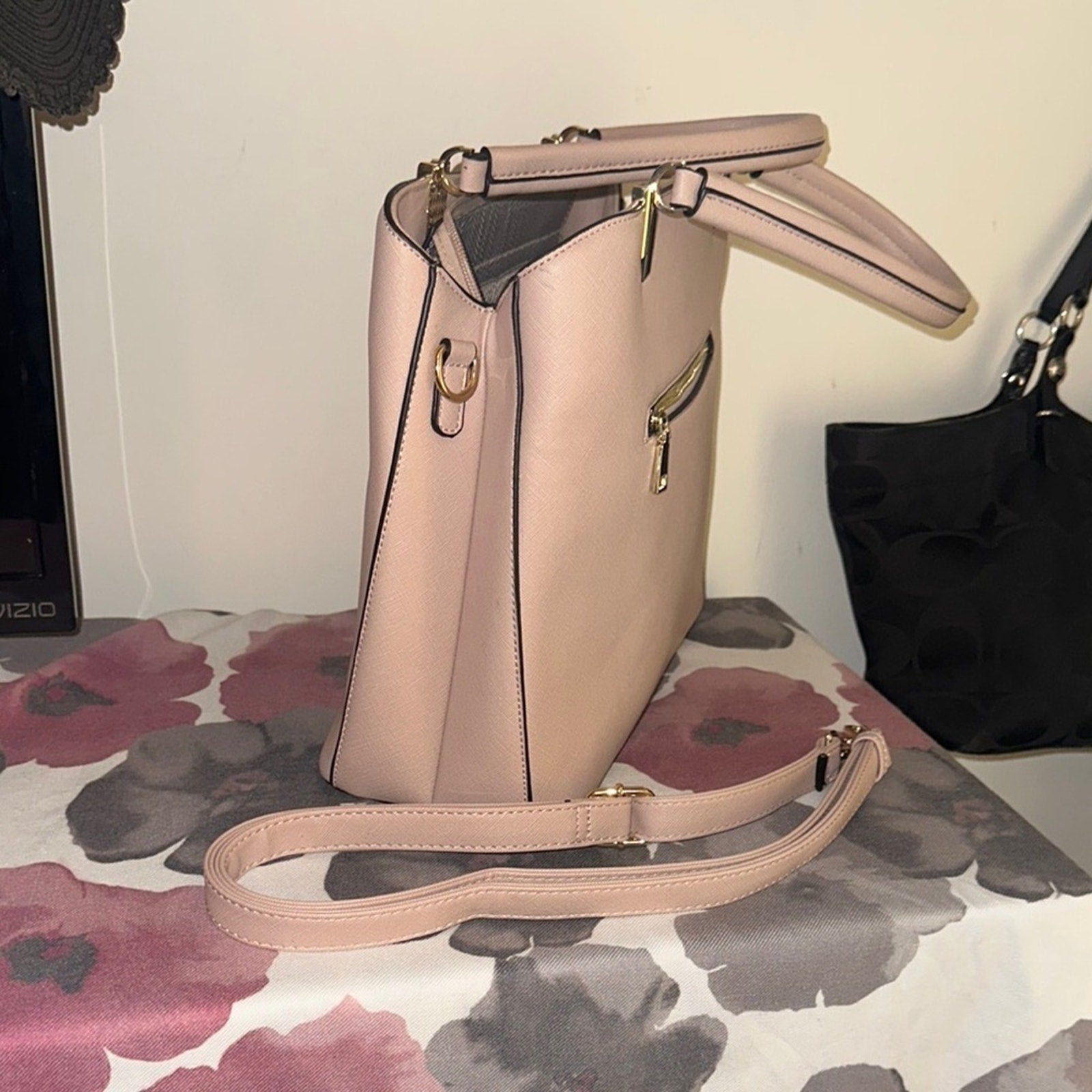 Blush Pink Handbag with crossbody strap