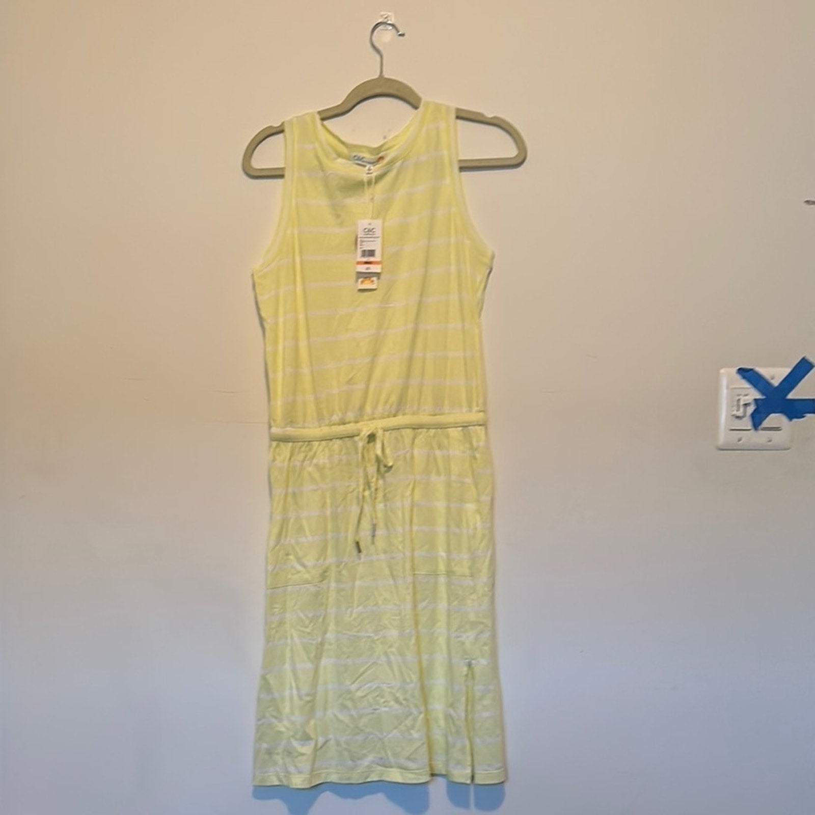 C&C California Ira Sleeveless Cotton Blend Drawstring Belt Dress