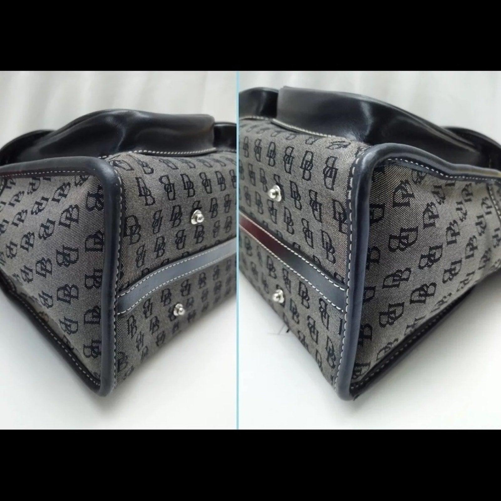 Vintage Dooney & Bourke Gray Canvas w/Black Leather trim