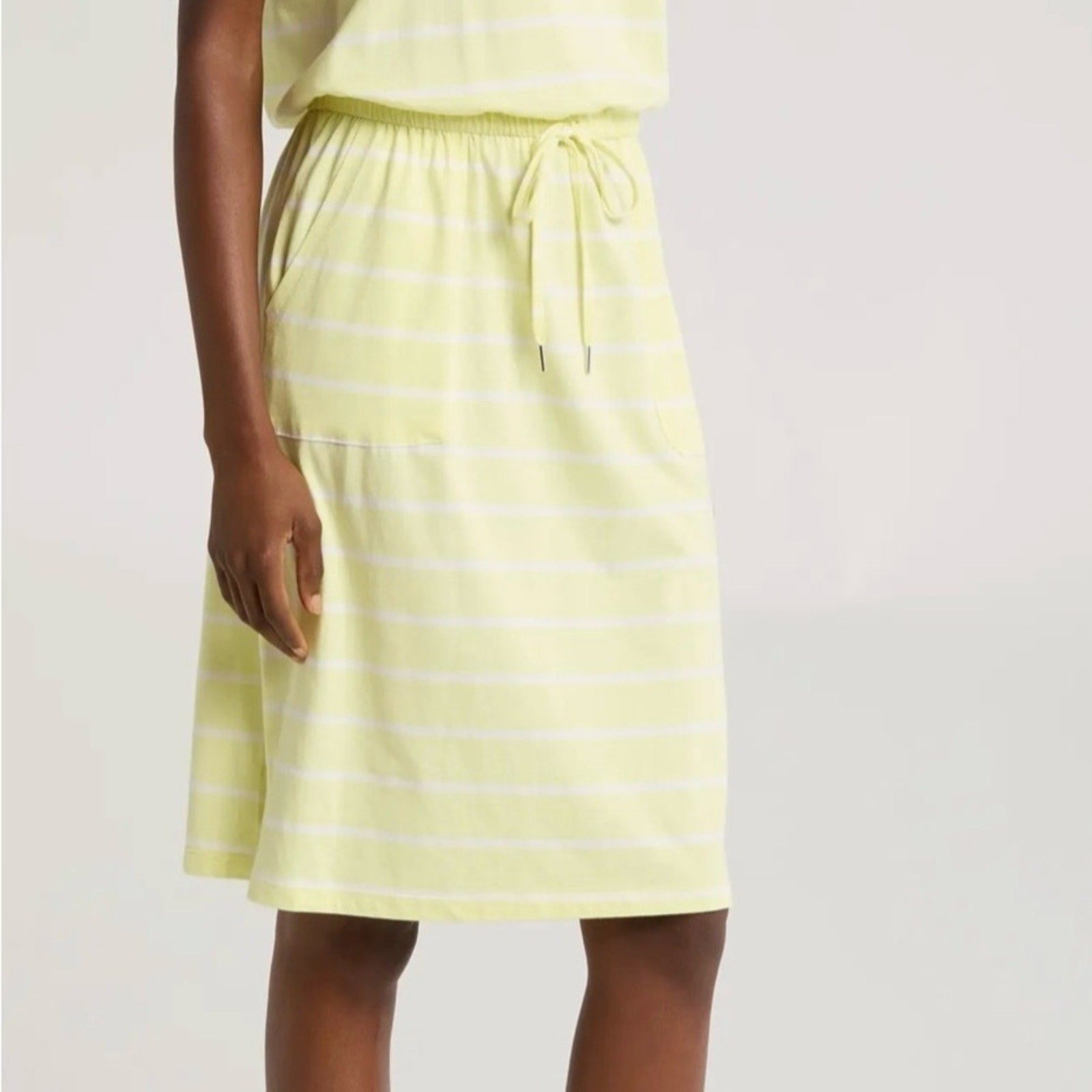 C&C California Ira Sleeveless Cotton Blend Drawstring Belt Dress