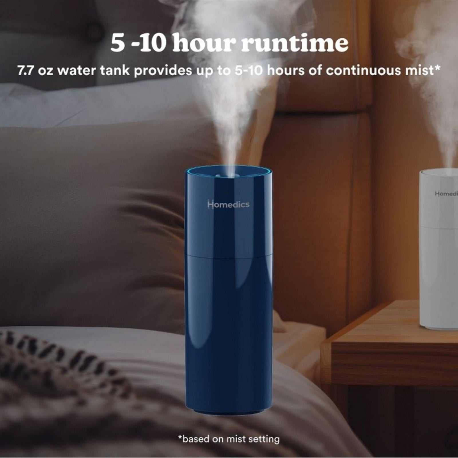 HoMedics Portable Ultrasonic Humidifier Travel Personal Cool Mist 4 Small Rooms