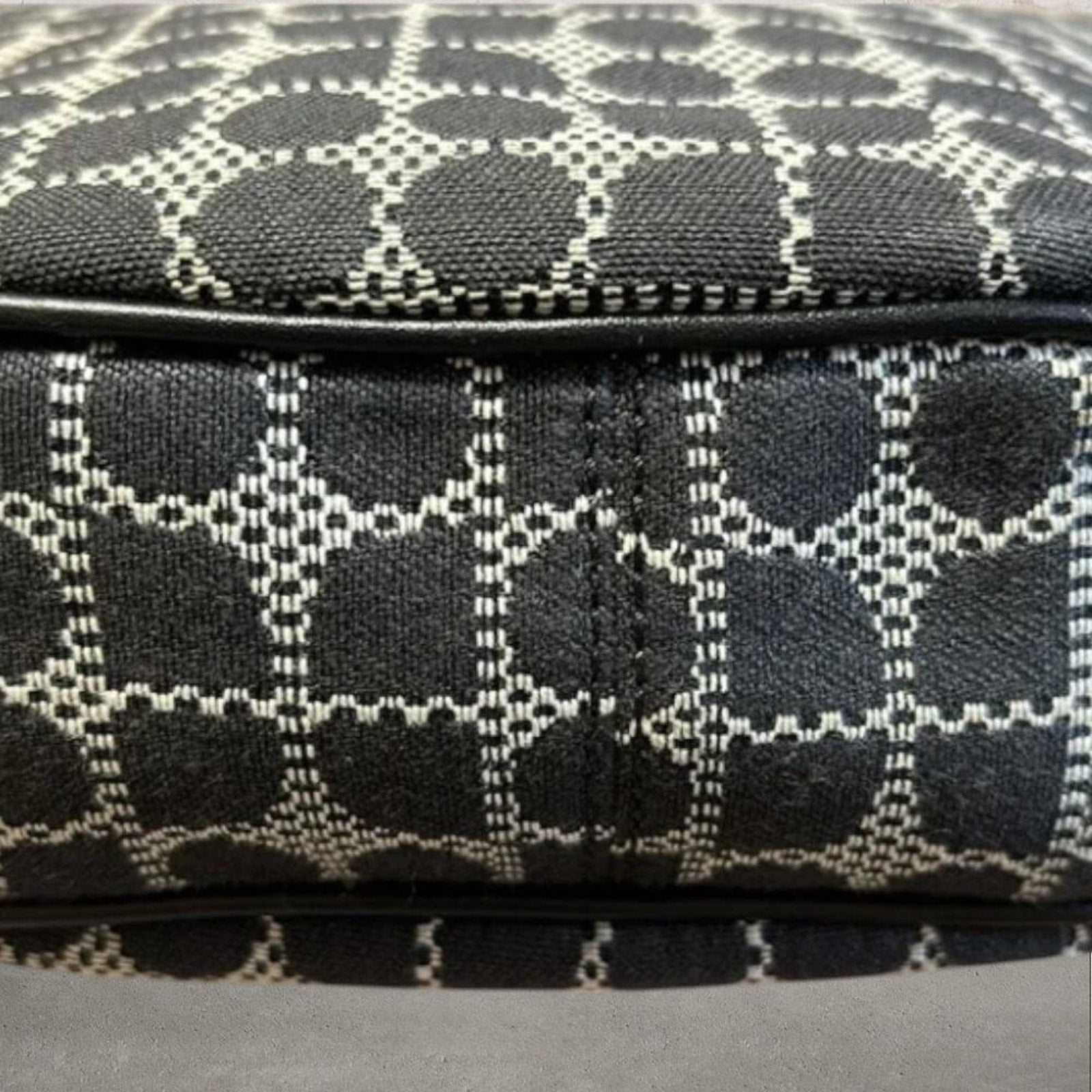 Kate Spade ♠️ Handbag Dot Noel Black Gray Canvas Leather Shoulder Hobo Bag