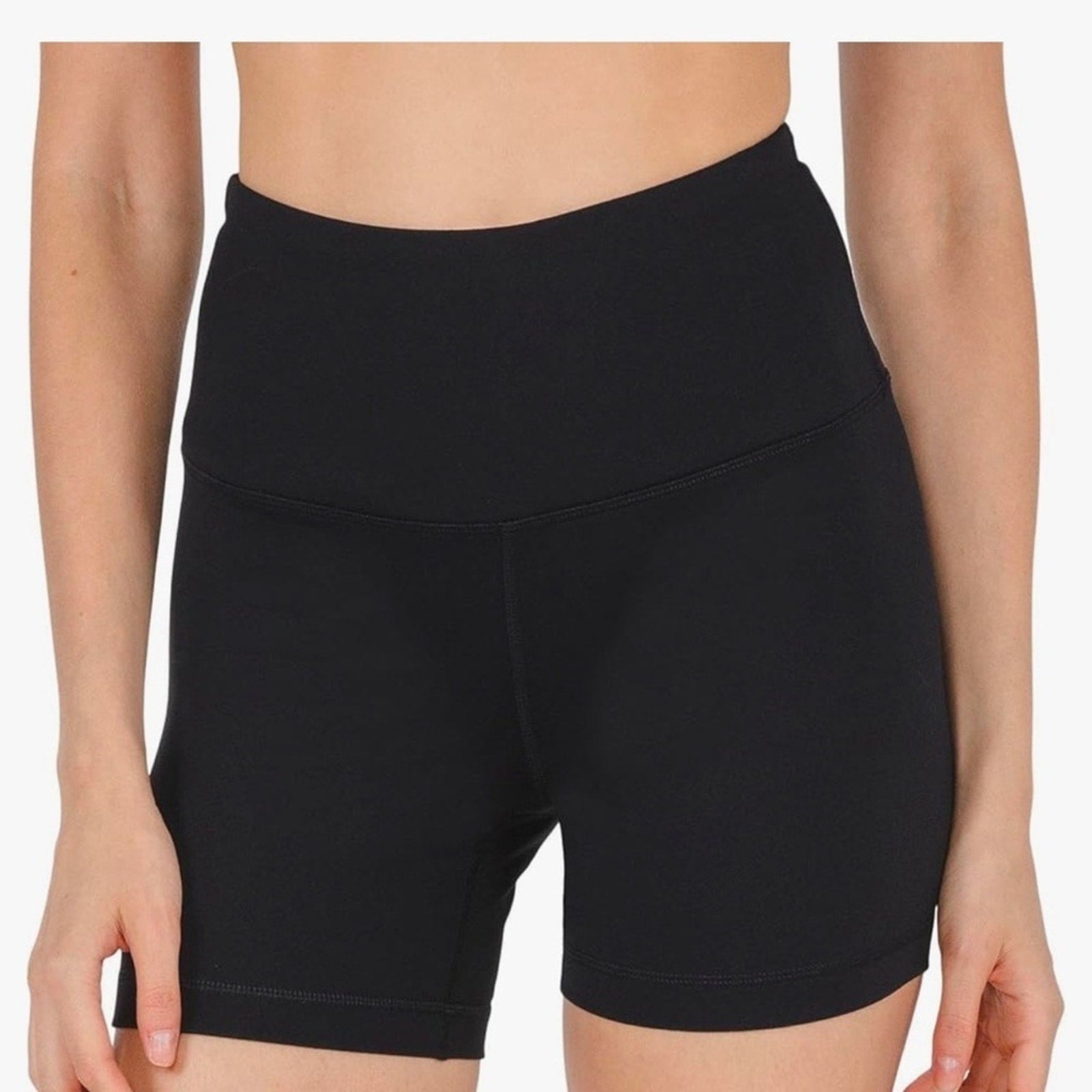 High-Waisted Black and Mauve Biker Shorts - Black/Iron Colors- 5”