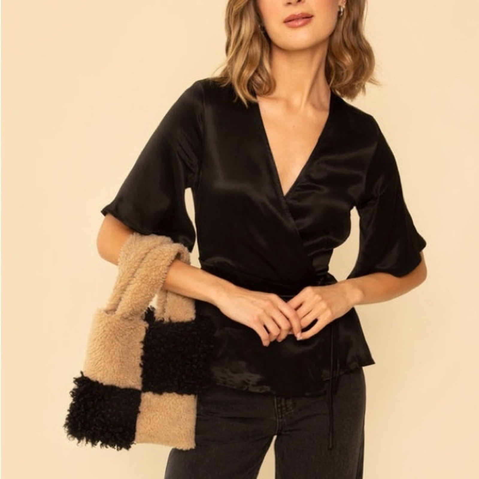 Whimsy + Row - Faux Fur Two-Tone Mini Tote Bag - NWT