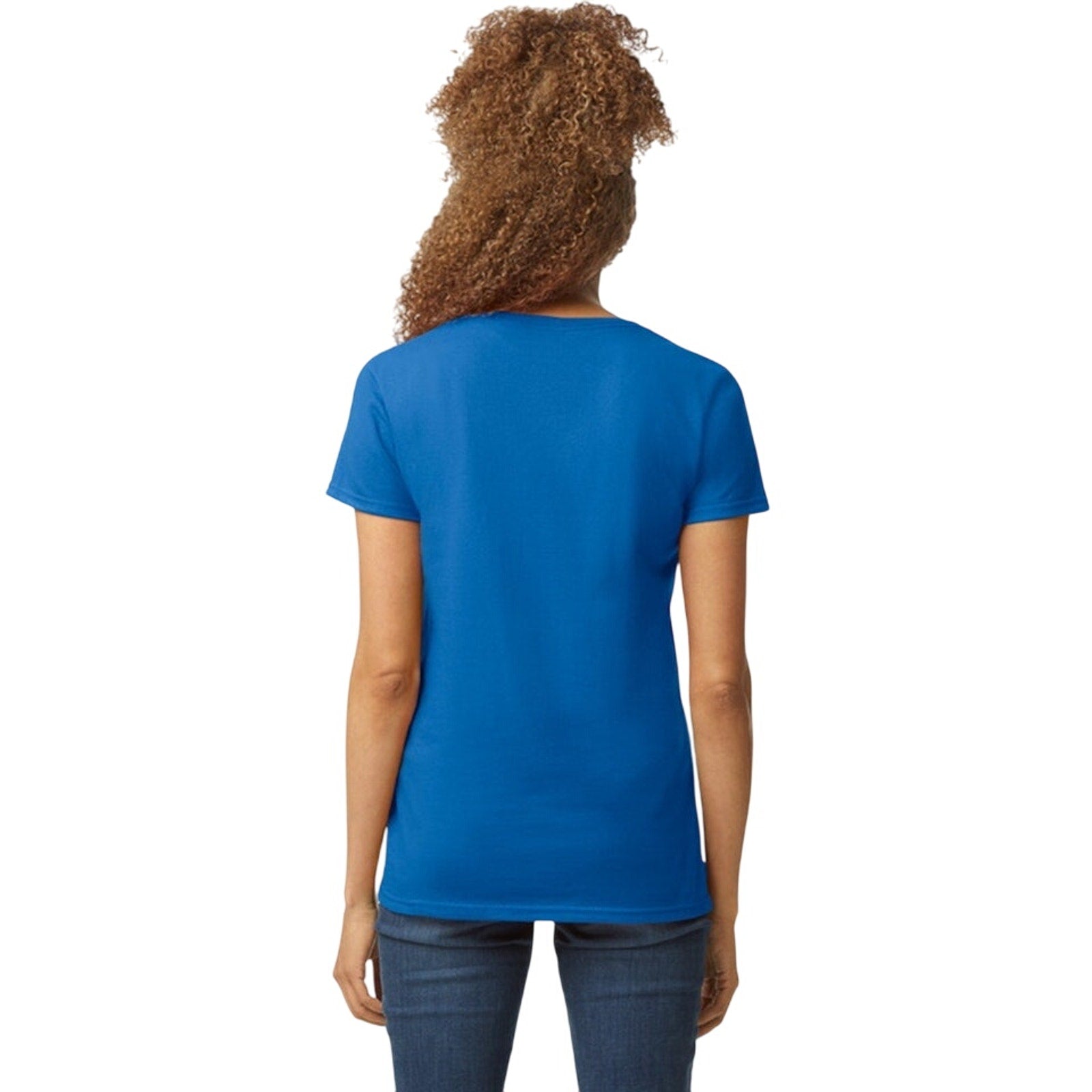Blue XL Gildan Ladies V-Neck T-Shirt