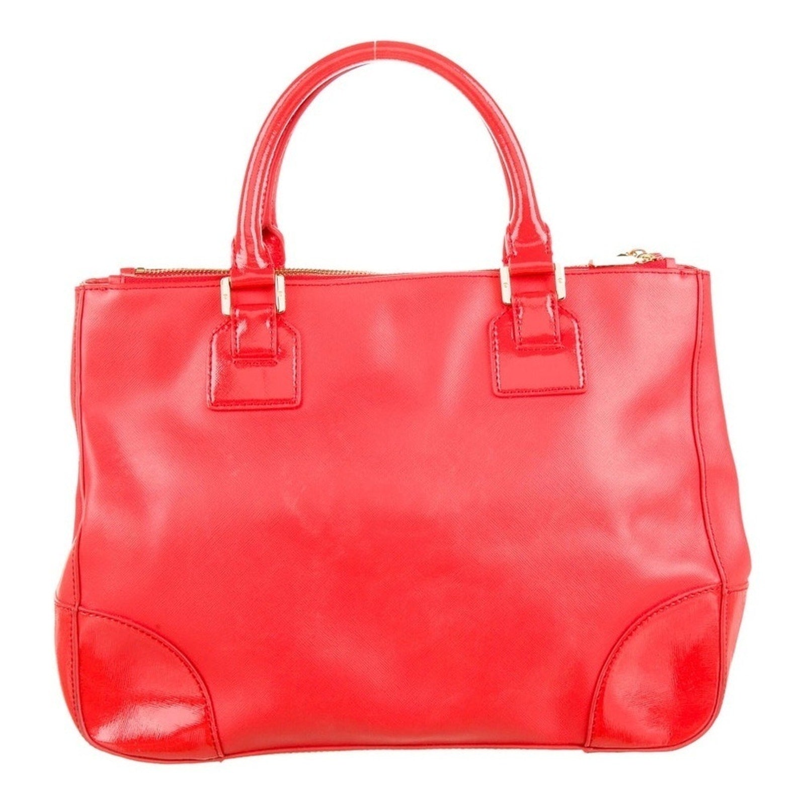 Tory Burch RED Robinson Double Zip Tote with cross body EUC