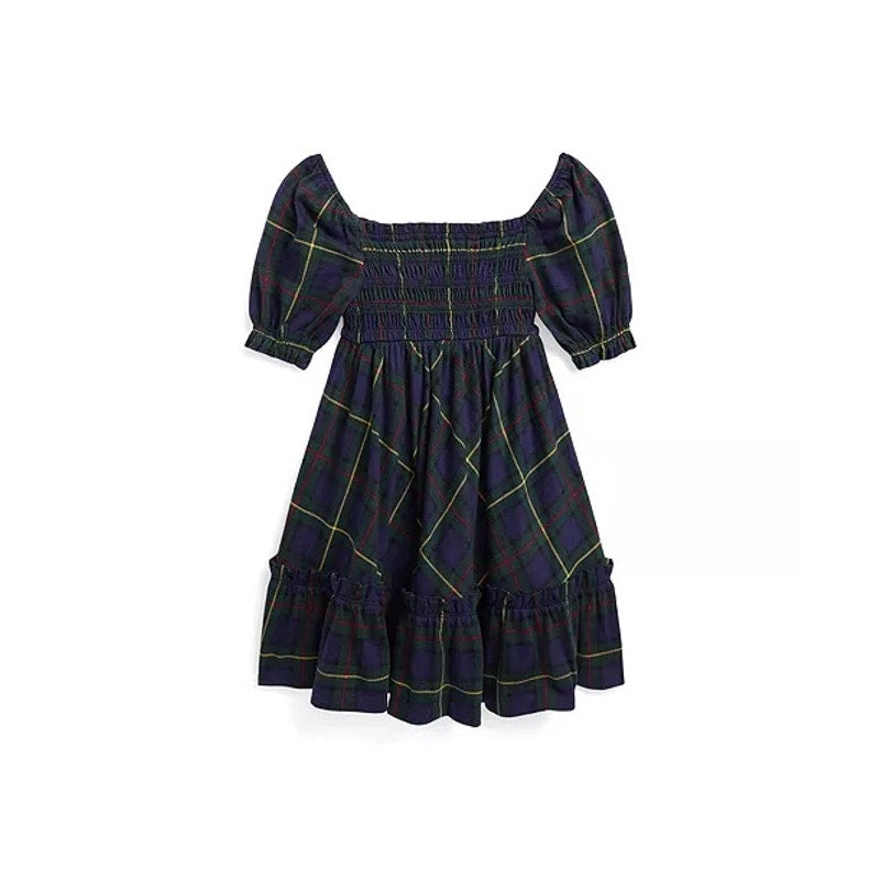 Ralph Lauren - Plaid Smocked Cotton Jersey Dress - Large (12/14)