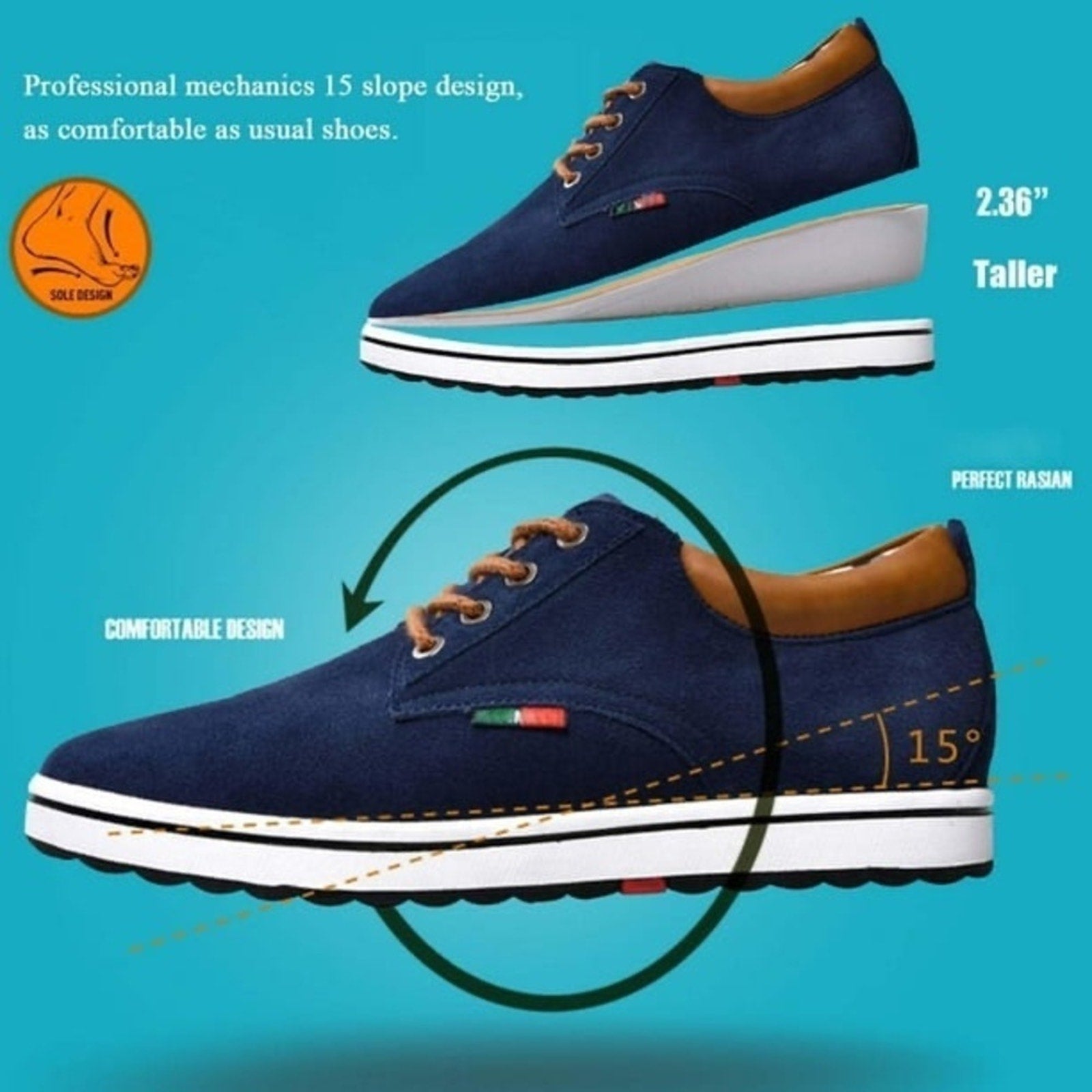 Men's Invisible Height Increasing Elevator Shoes - 3 colors