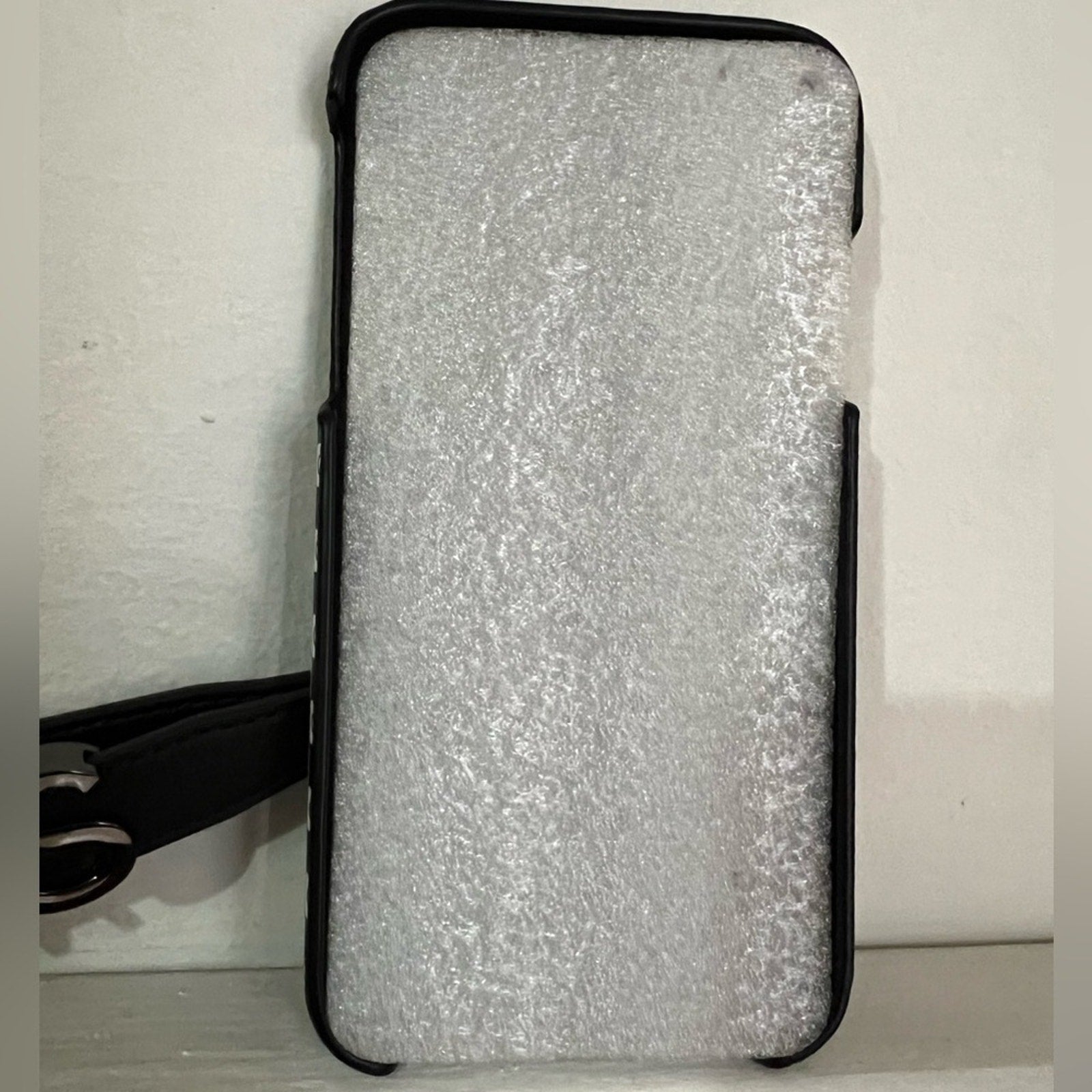 Checkerboard Logo Leather Wristlet Case For iPhone XR