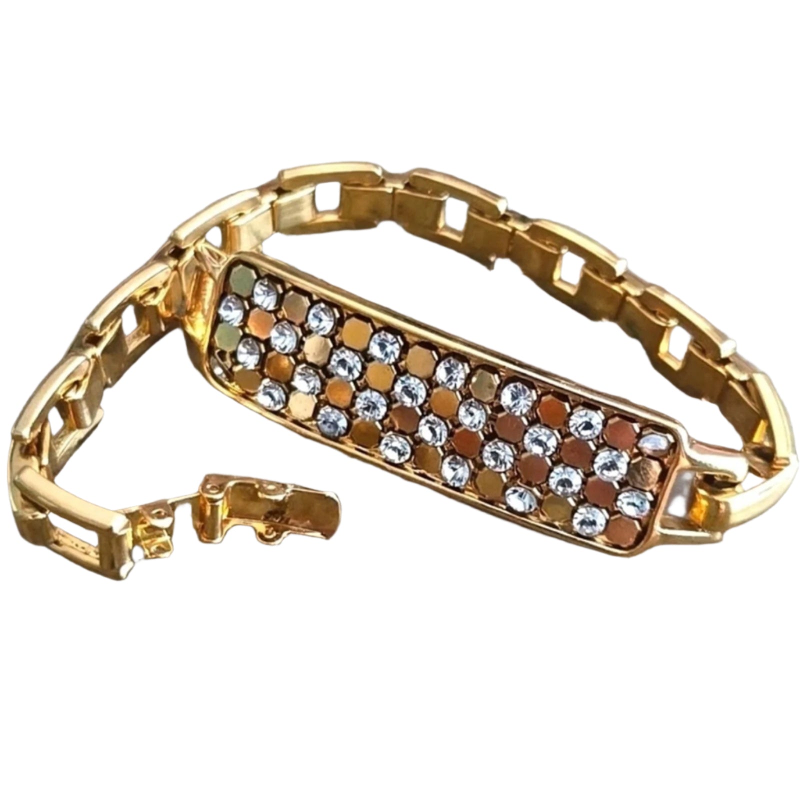 Vintage Gold Plated Swarovski Chain Link Bracelet (Discontinued) 7 in.