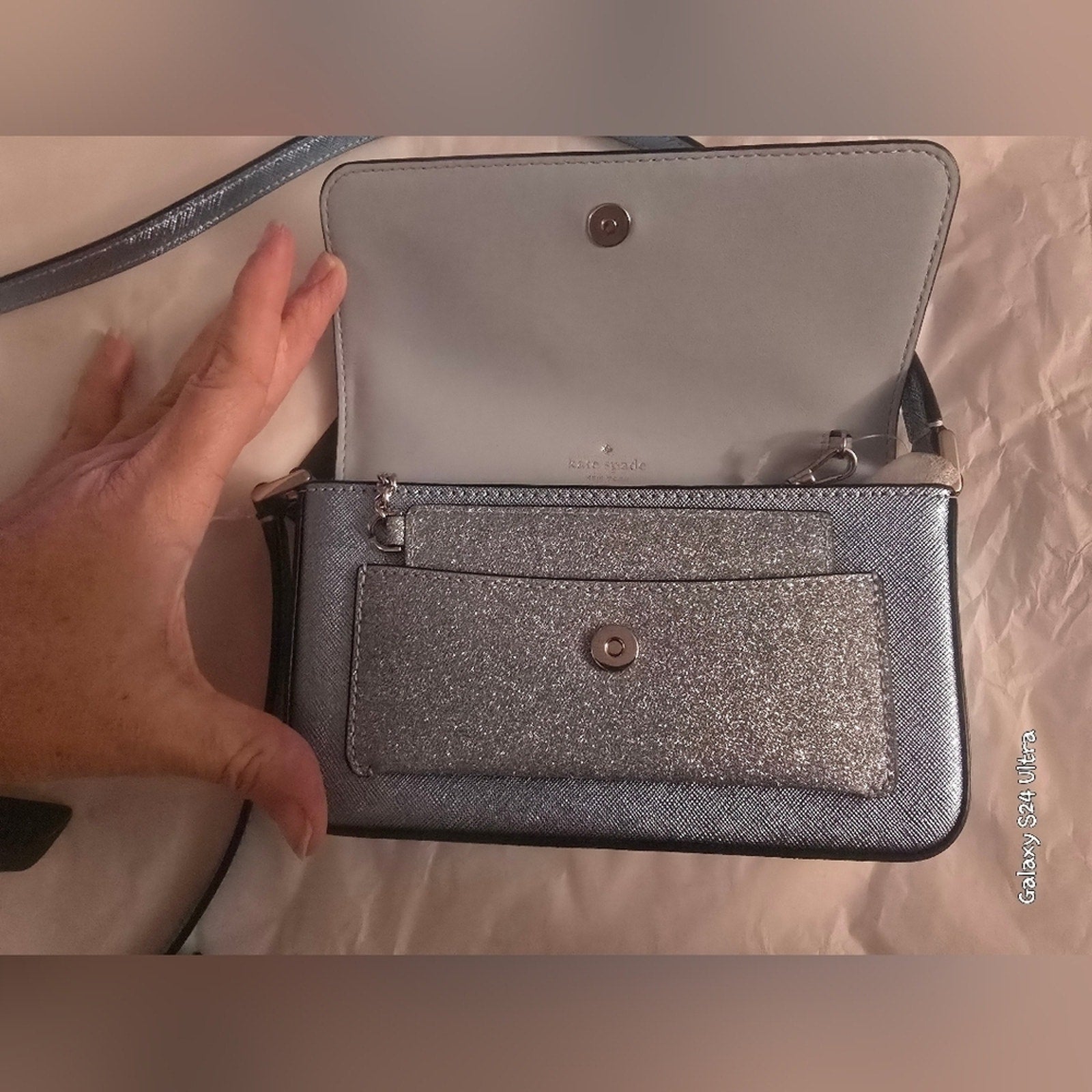 Kate Spade ♠️ Duo crossbody Glitter metallic purse NWT