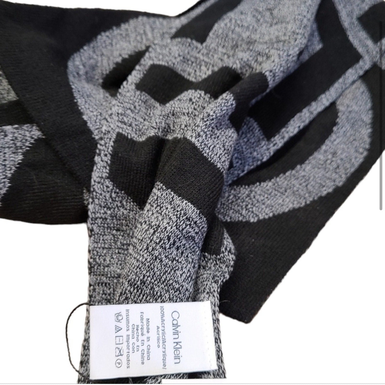 Calvin Klein Black and Gray Hat and Scarf Set NWT