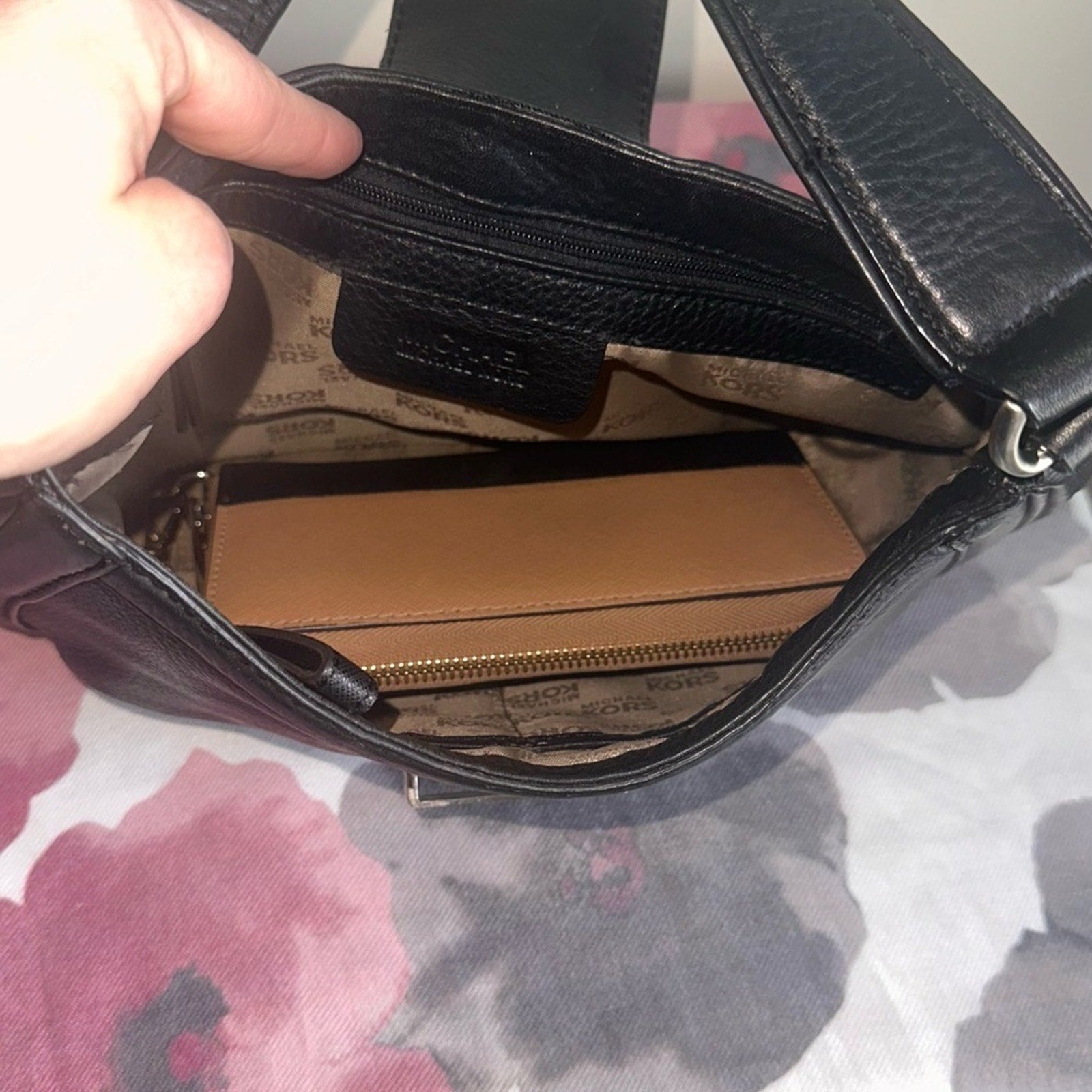 Michael Kors Black Leather Shoulder Bag and Wallet Set