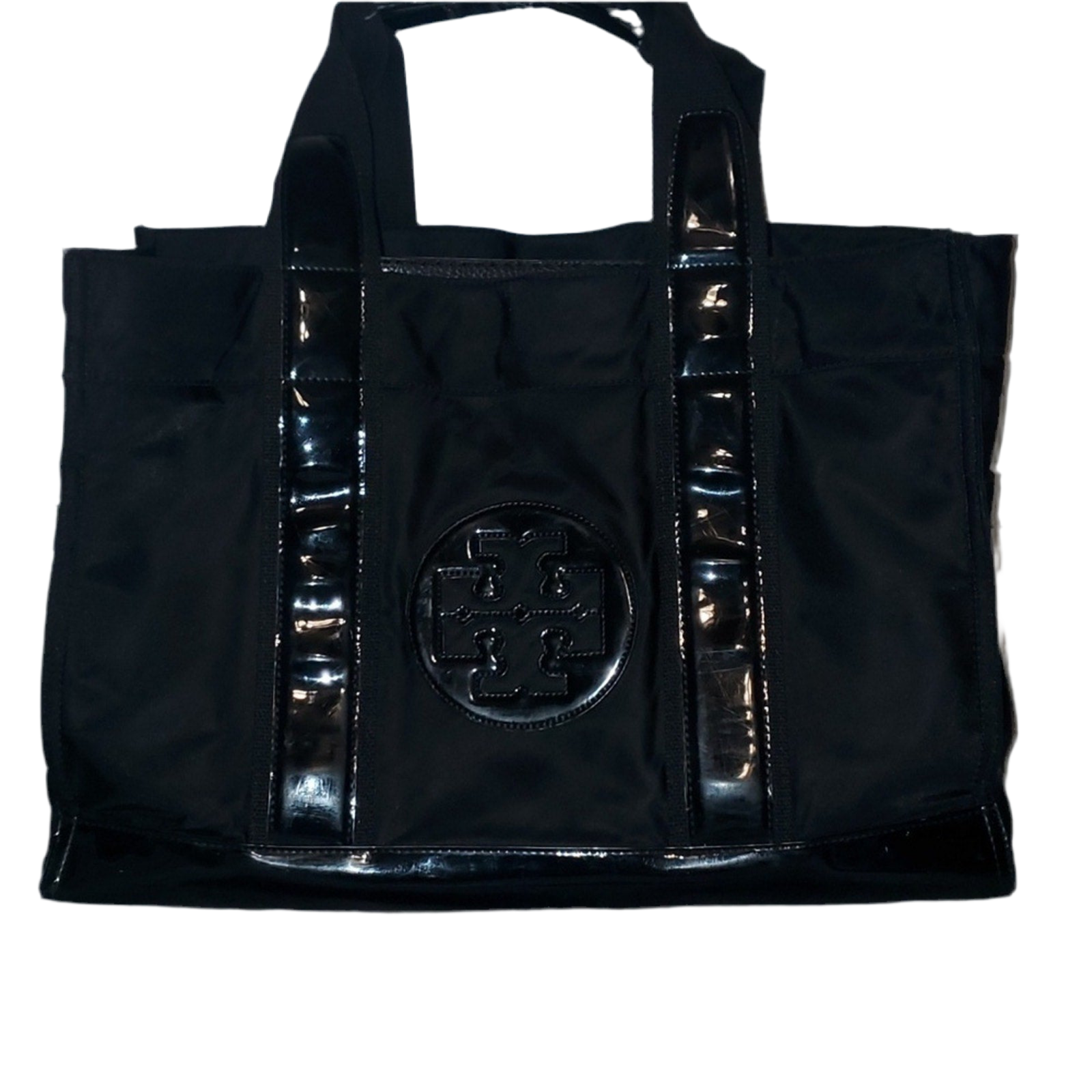 Tory Burch Black Nylon and Leather Ella Tote