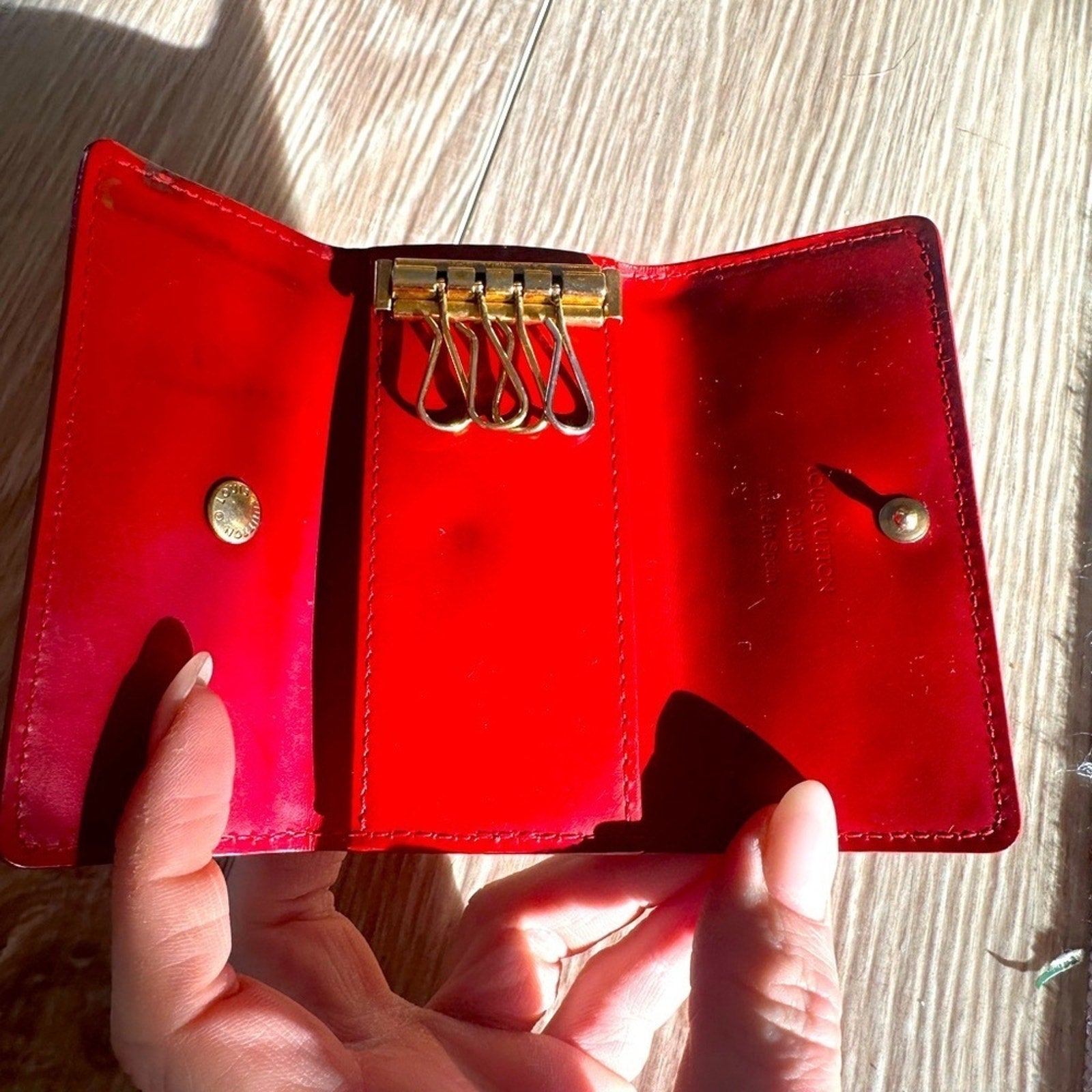 Red Louis Vuitton Leather Key Holder