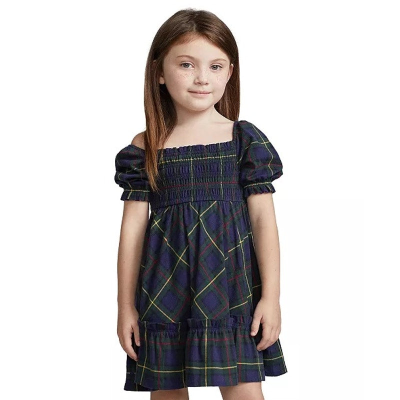 Ralph Lauren - Plaid Smocked Cotton Jersey Dress - Large (12/14)