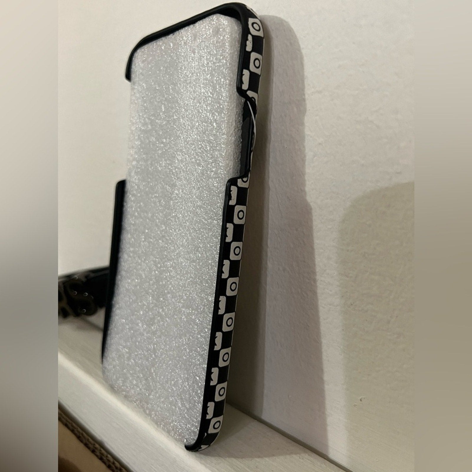 Checkerboard Logo Leather Wristlet Case For iPhone XR