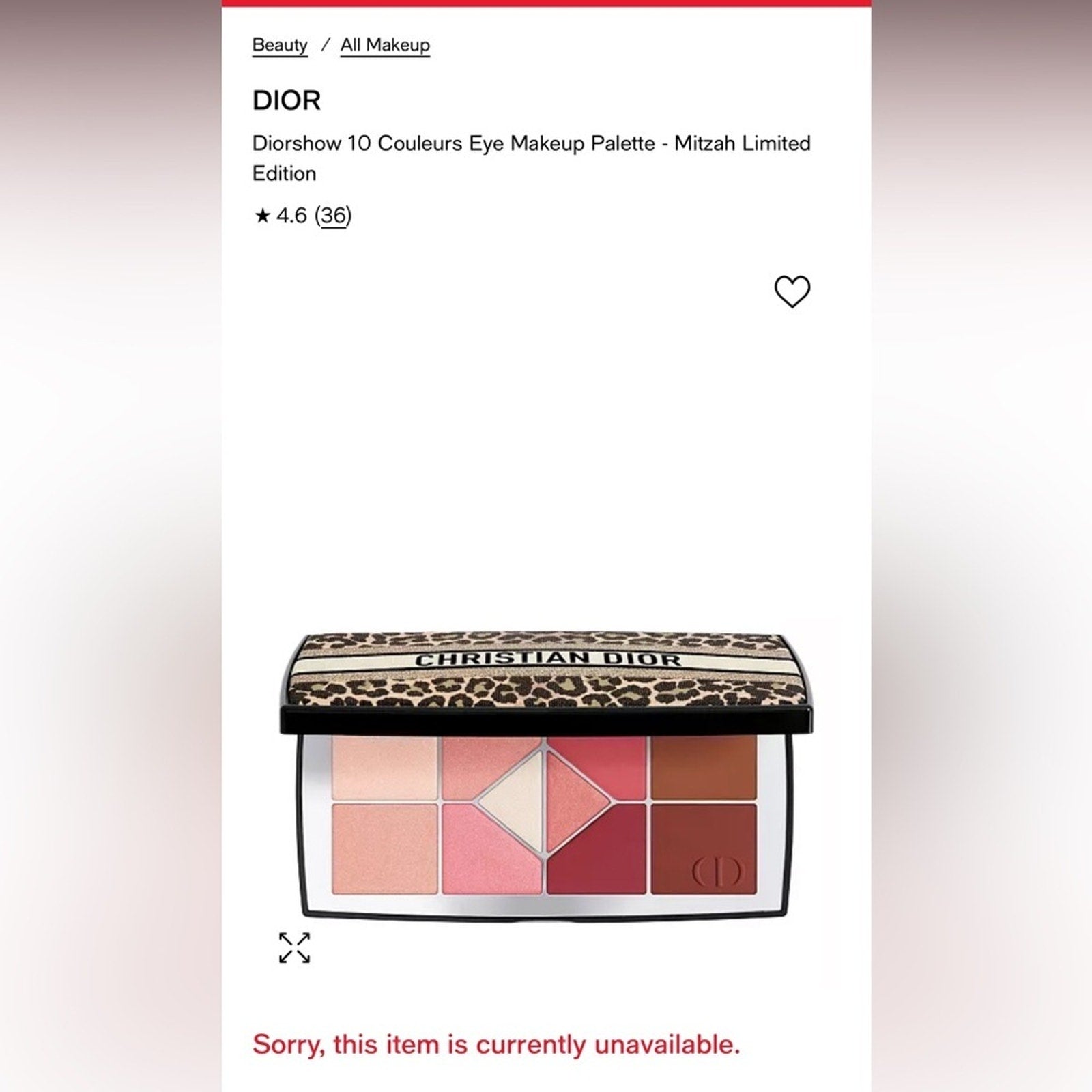 Diorshow Limited #001 Mitzah Edition 10 Couleurs Eyeshadow
