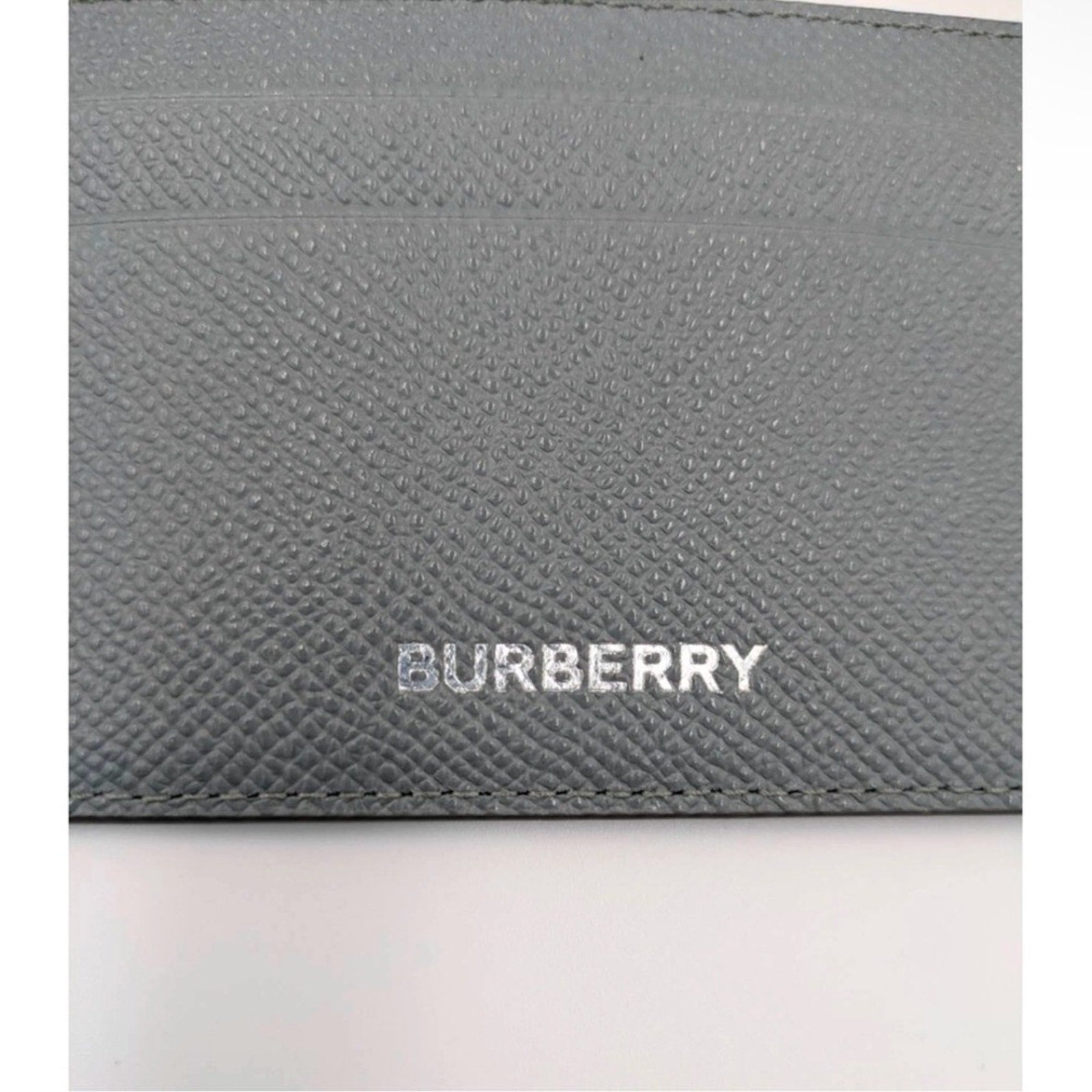 Burberry Sandon Card Case Wallet Embossed Logo Leather Storm Grey *NWT*