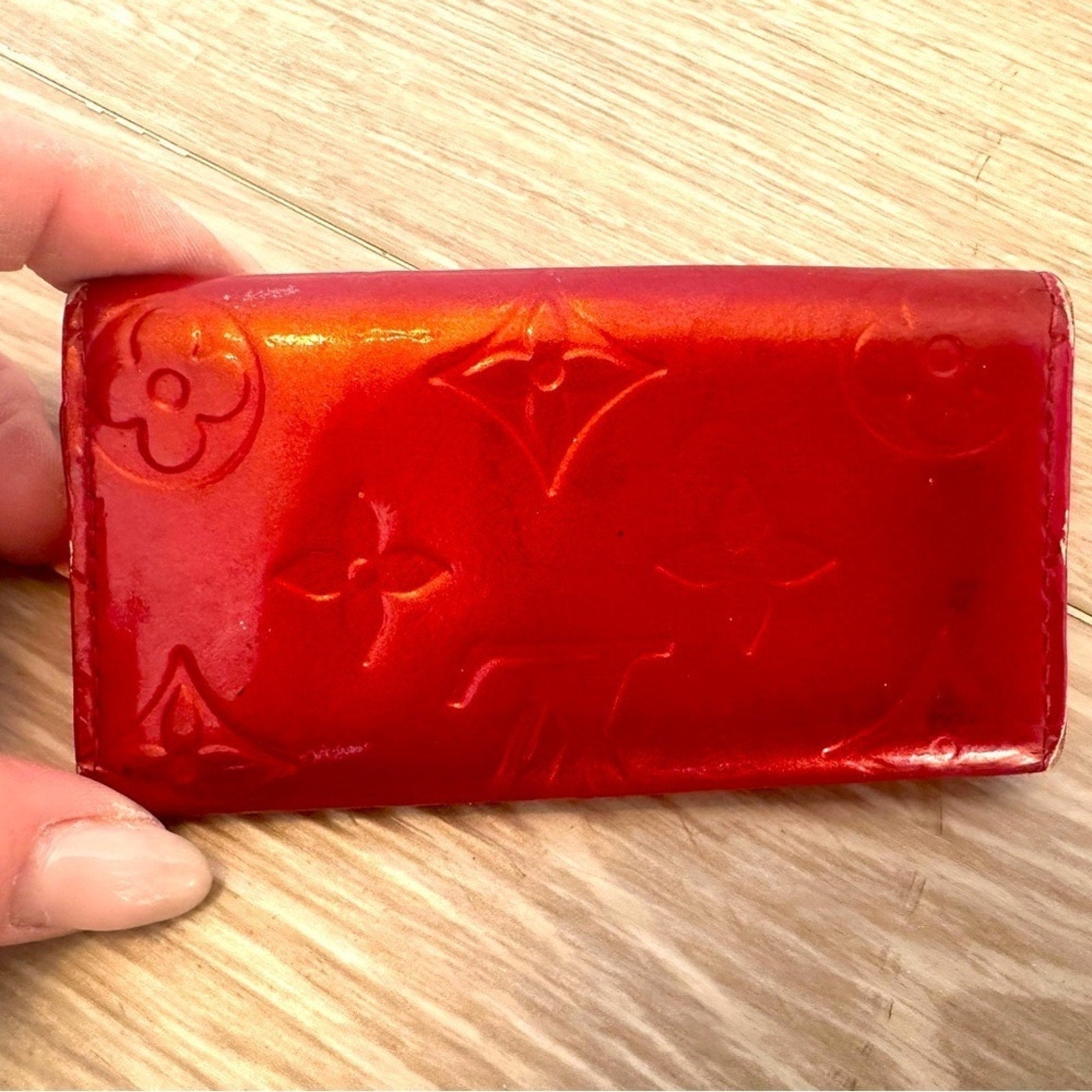 Red Louis Vuitton Leather Key Holder