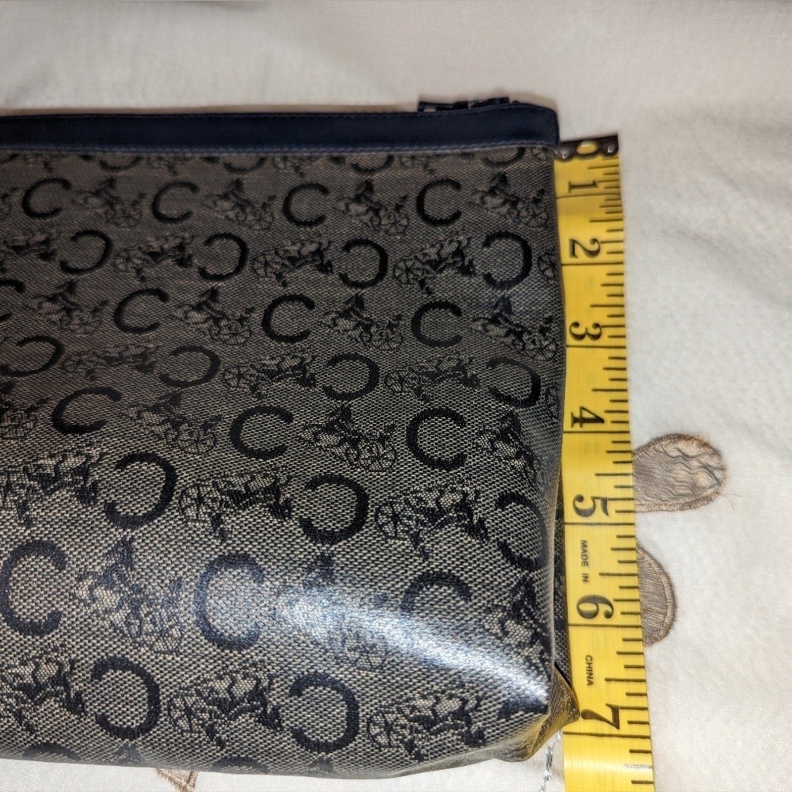Vintage Celine Diffusion TRIOMPHE Leather Clutch Pouch Blue Vintage EUC with COA