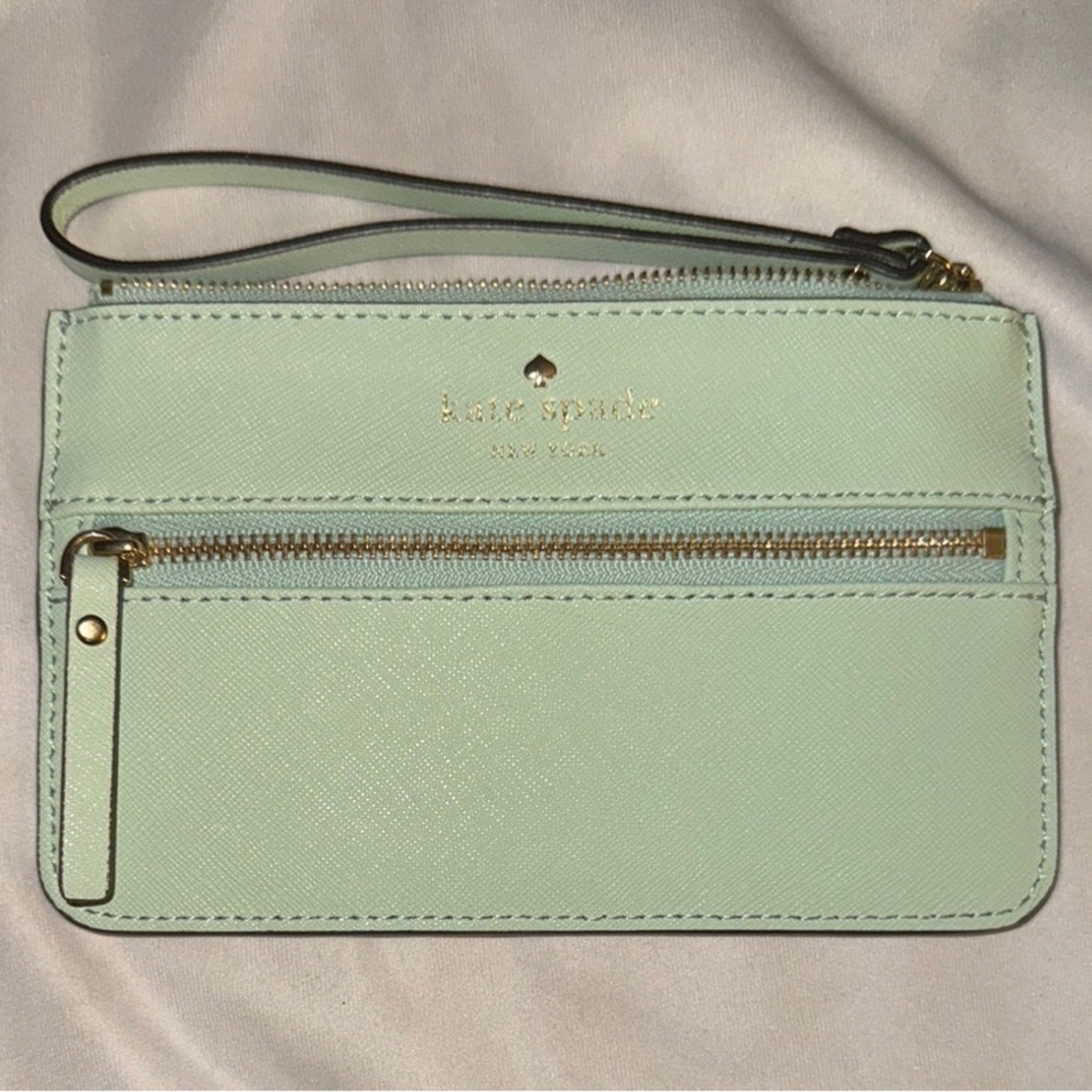 Kate Spade ♠️ Leather Wristlet Card Wallet - Mikas Pond island-waters (483) NWOT