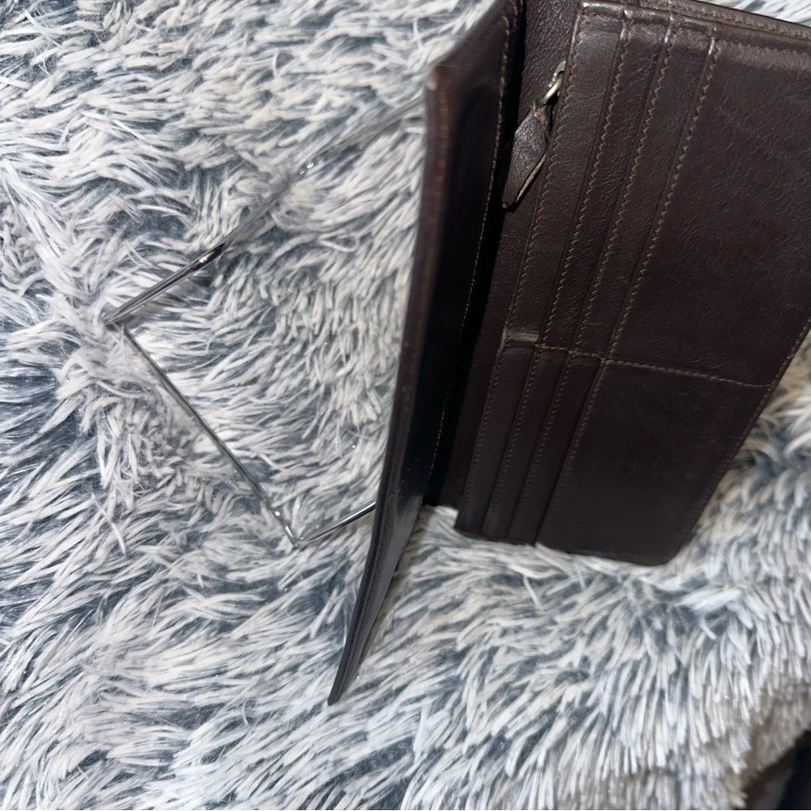 LOEWE AUTHENTIC ANAGRAM CANVAS AND CALFSKIN LEATHER LONG BIFOLD WALLET. EUC.