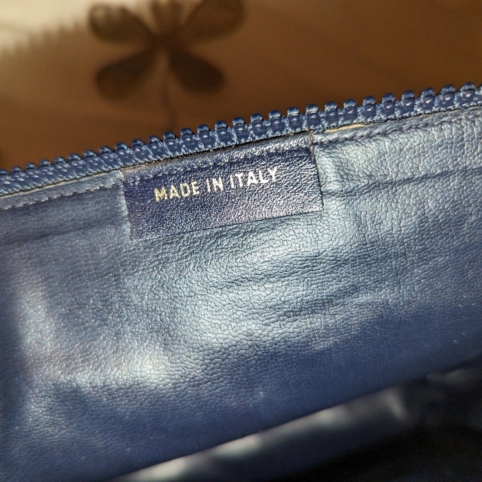 Vintage Celine Diffusion TRIOMPHE Leather Clutch Pouch Blue Vintage EUC with COA