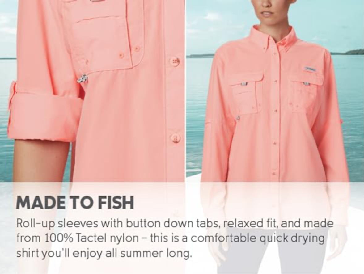 Columbia Women's Tiki Pink Bahama LS, PFG Button Down
