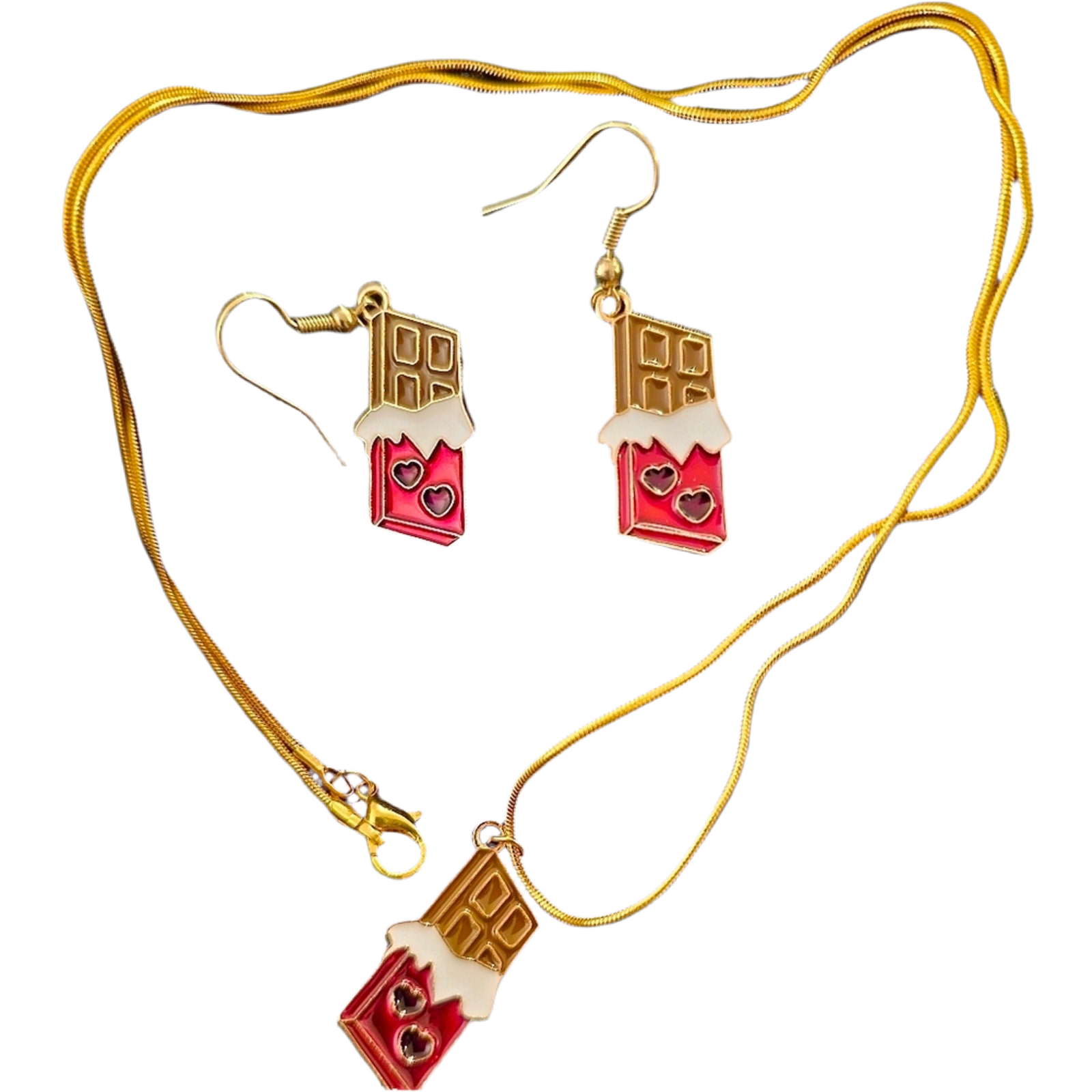 Valentines Chocolate Jewelry Set - Handmade earings and necklace
