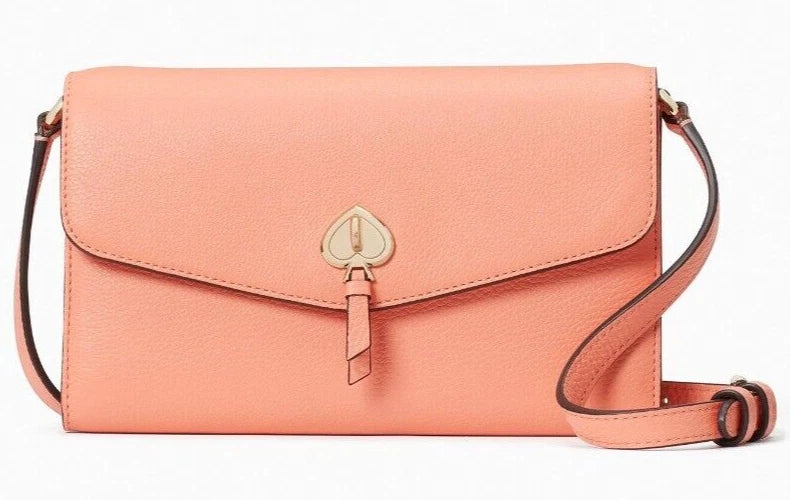 Kate Spade ♠️New York Marti Leather Flap Wallet Crossbody K6027 Peach Orange Bag