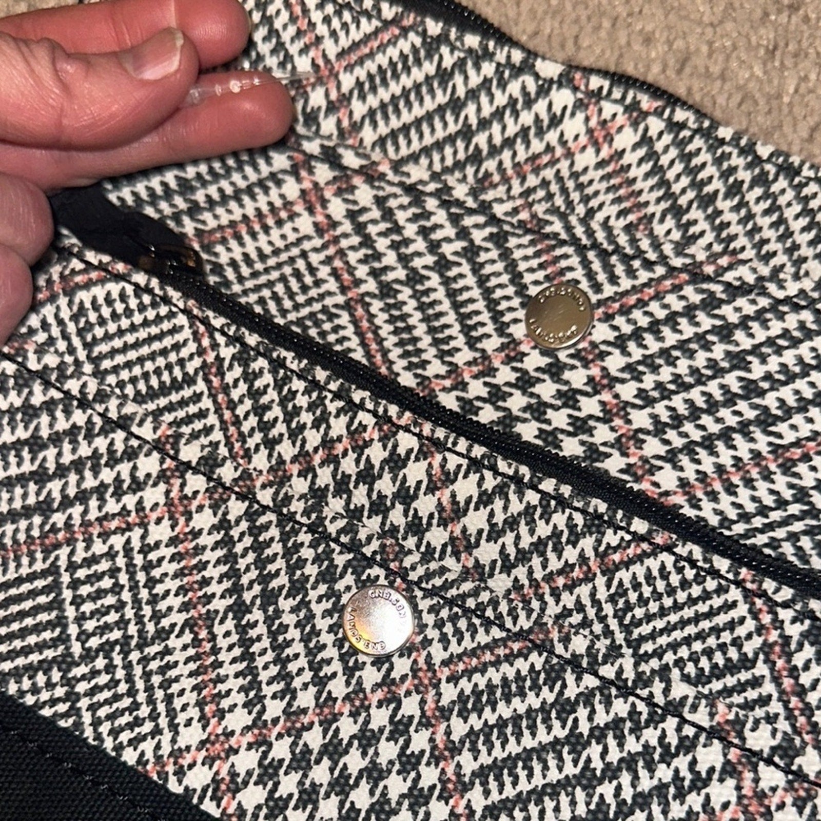 Chic Black and White Plaid Handbag Set NWOT