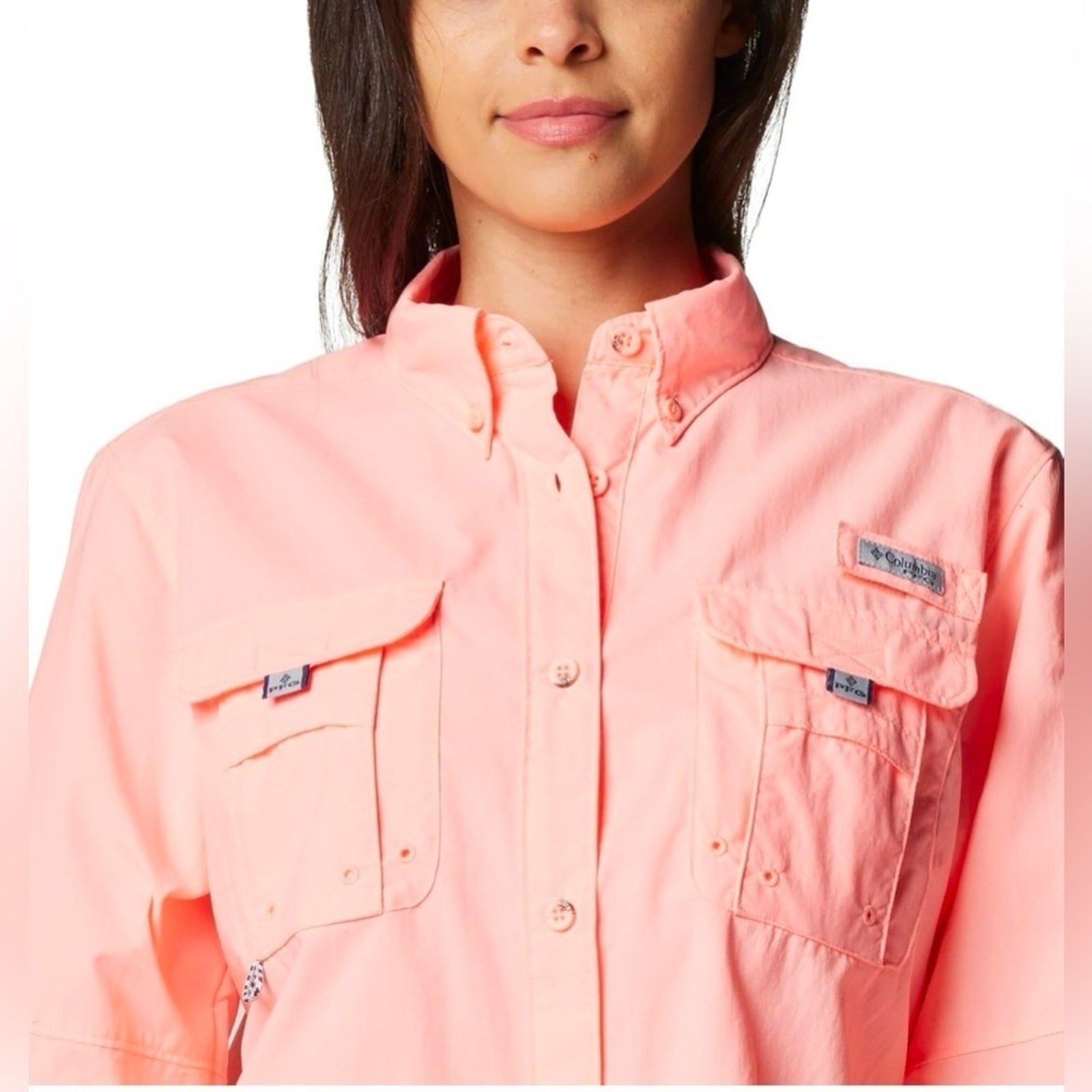 Columbia Women's Peach Button-Up Woman’s Bahamas PFG Button Down