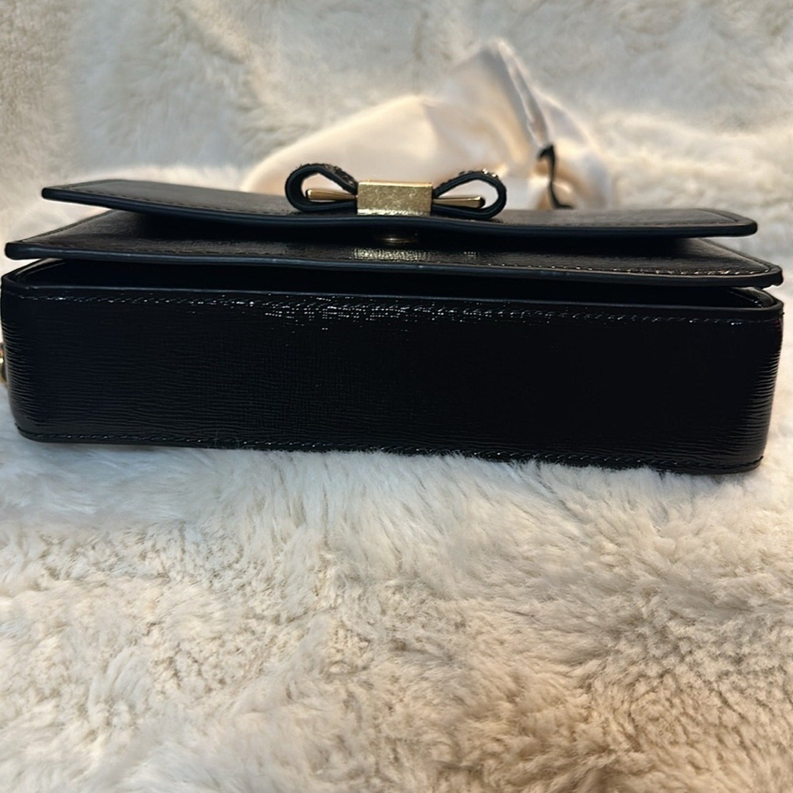 EUC; Kate Spade Morgan Bedazzled Bow Patent Leather Flap Crossbody