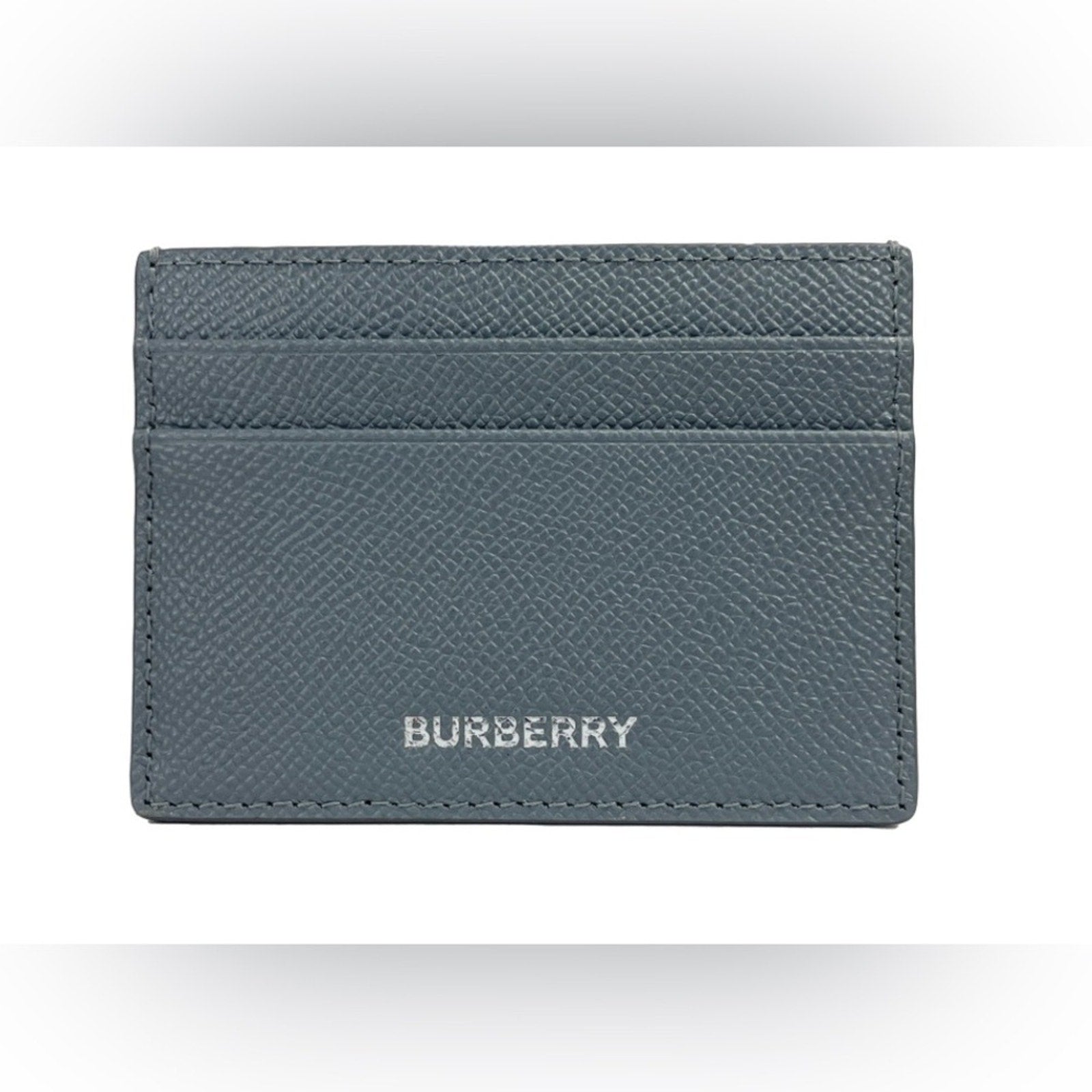 Burberry Sandon Card Case Wallet Embossed Logo Leather Storm Grey *NWT*