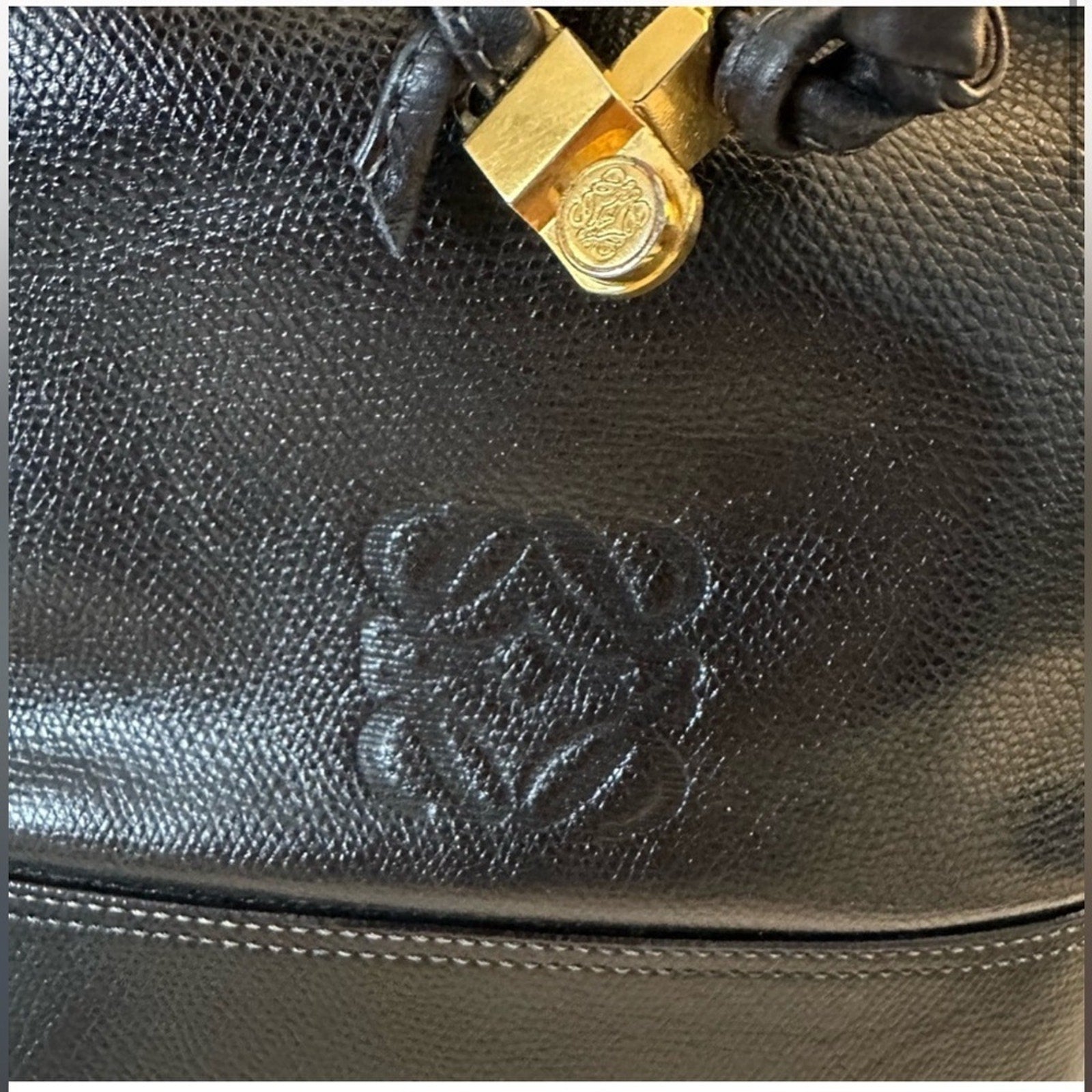 LOEWE Shoulder Bag Crossbody Backt Anagram Lamb Leather Black