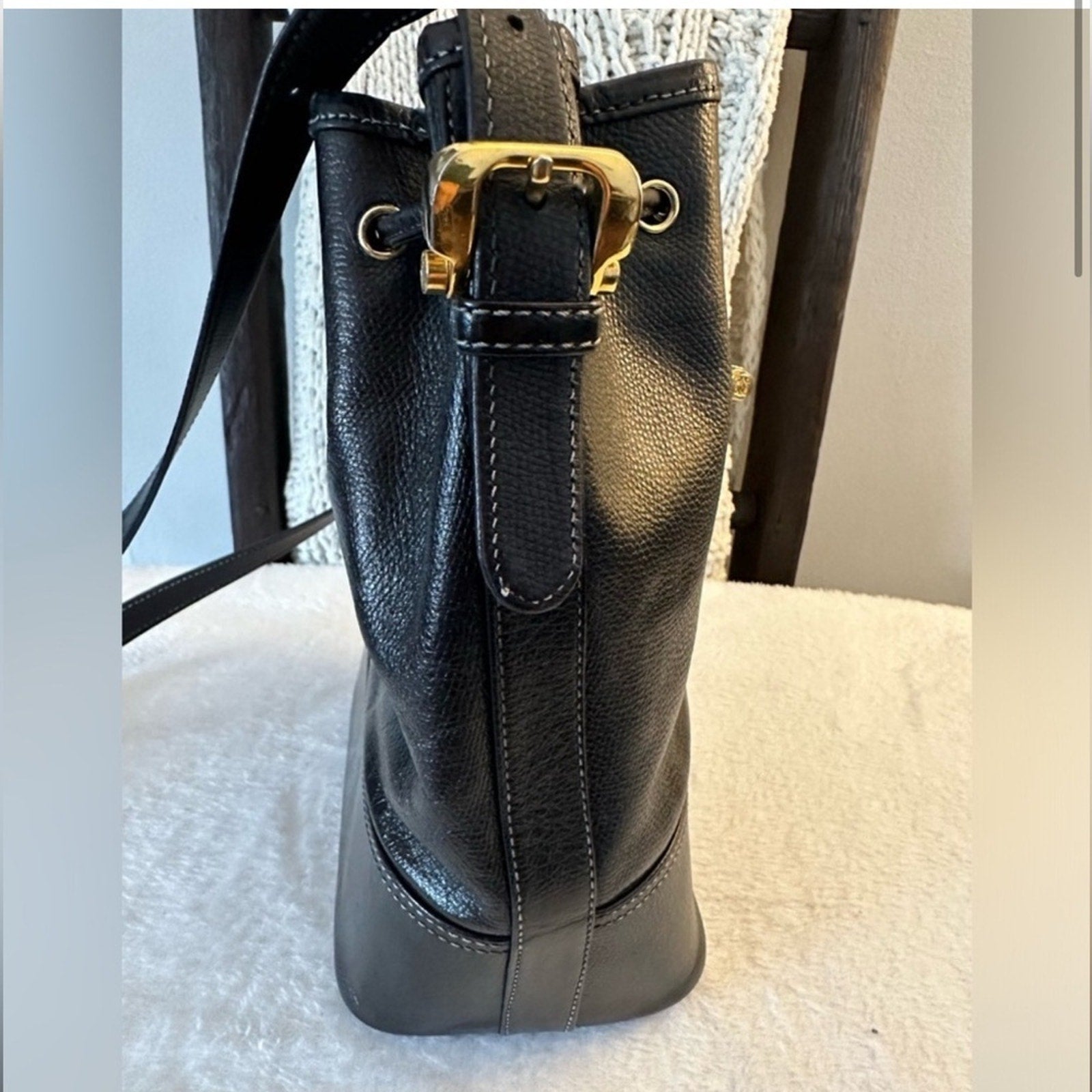 LOEWE Shoulder Bag Crossbody Backt Anagram Lamb Leather Black