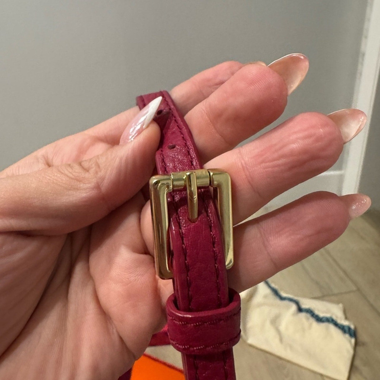 Tory Burch Foldover Crossbody Dark Pink/Red Leather Bag EUC