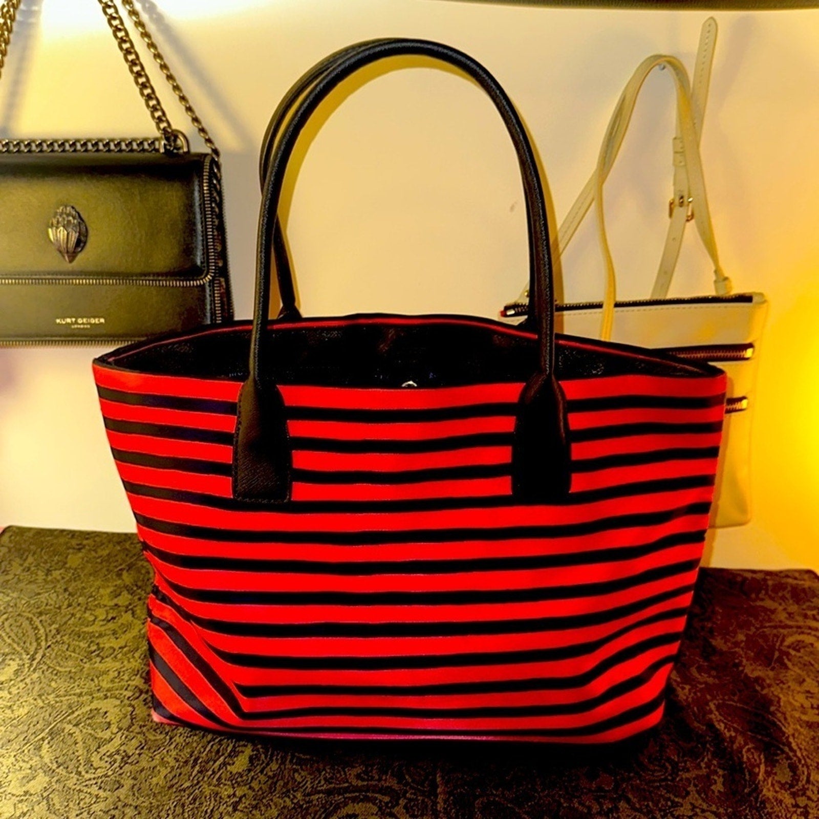 Kate Spade Catie Classic Red and Navy Striped Tote Bag LIKE NEW