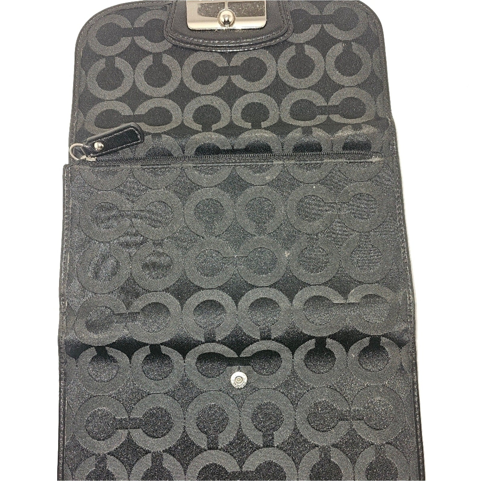 Coach Black Canvis Long Wallet