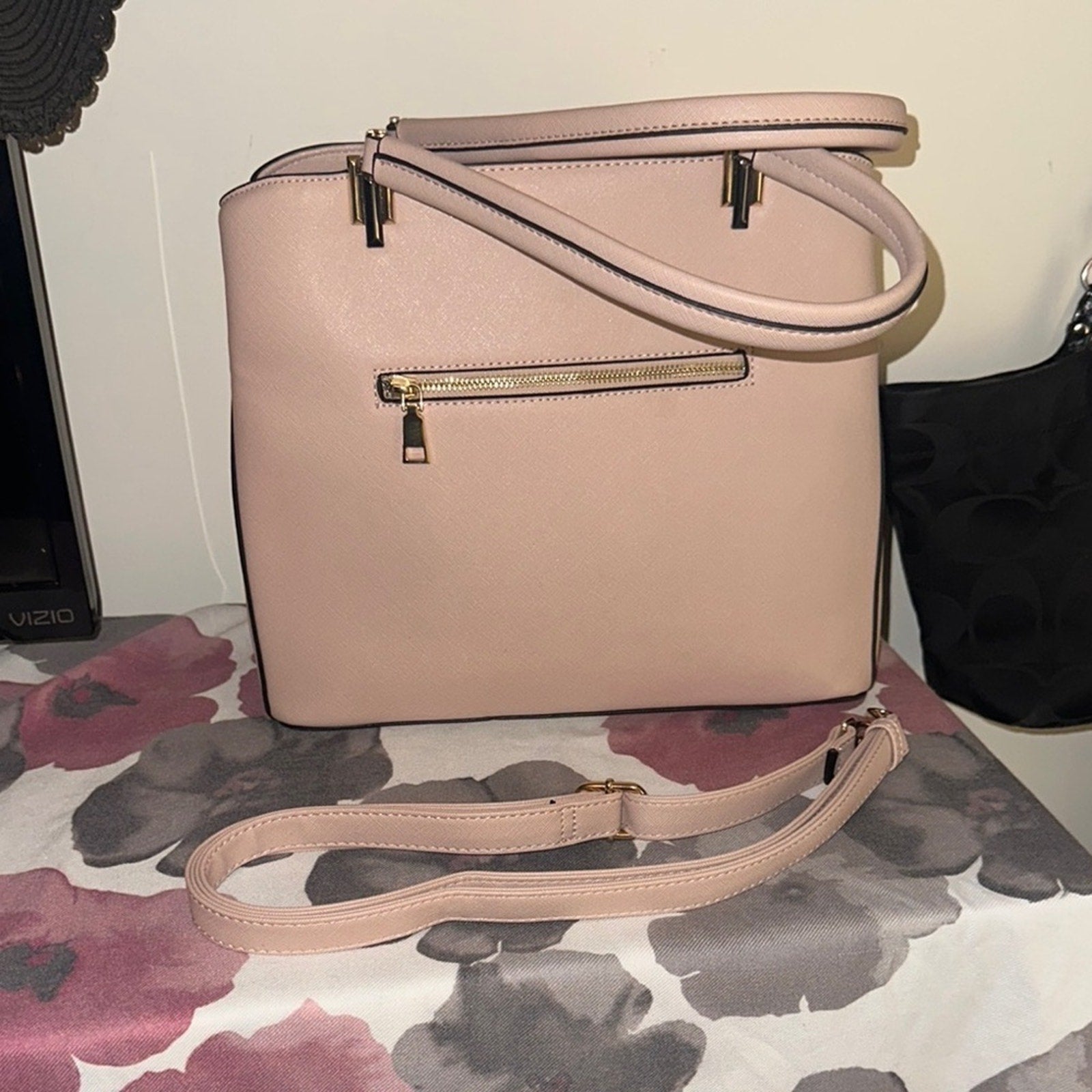 Blush Pink Handbag with crossbody strap