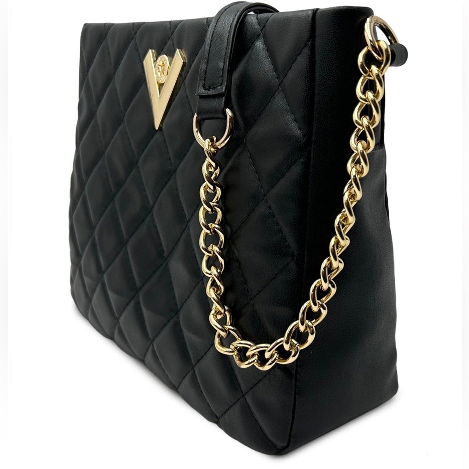 Valentino Orlandi Black Quilted Chain Shoulder Bag