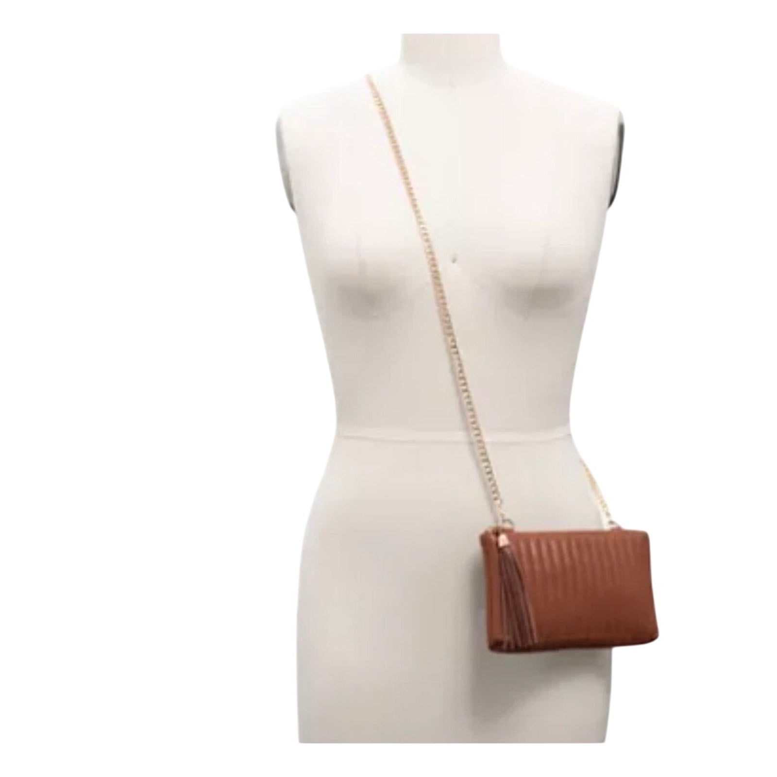 INC International Concepts Convertible Fanny Pack belt bag / Crossbody Purse - Cognac Brown Quilted (Various sizes)