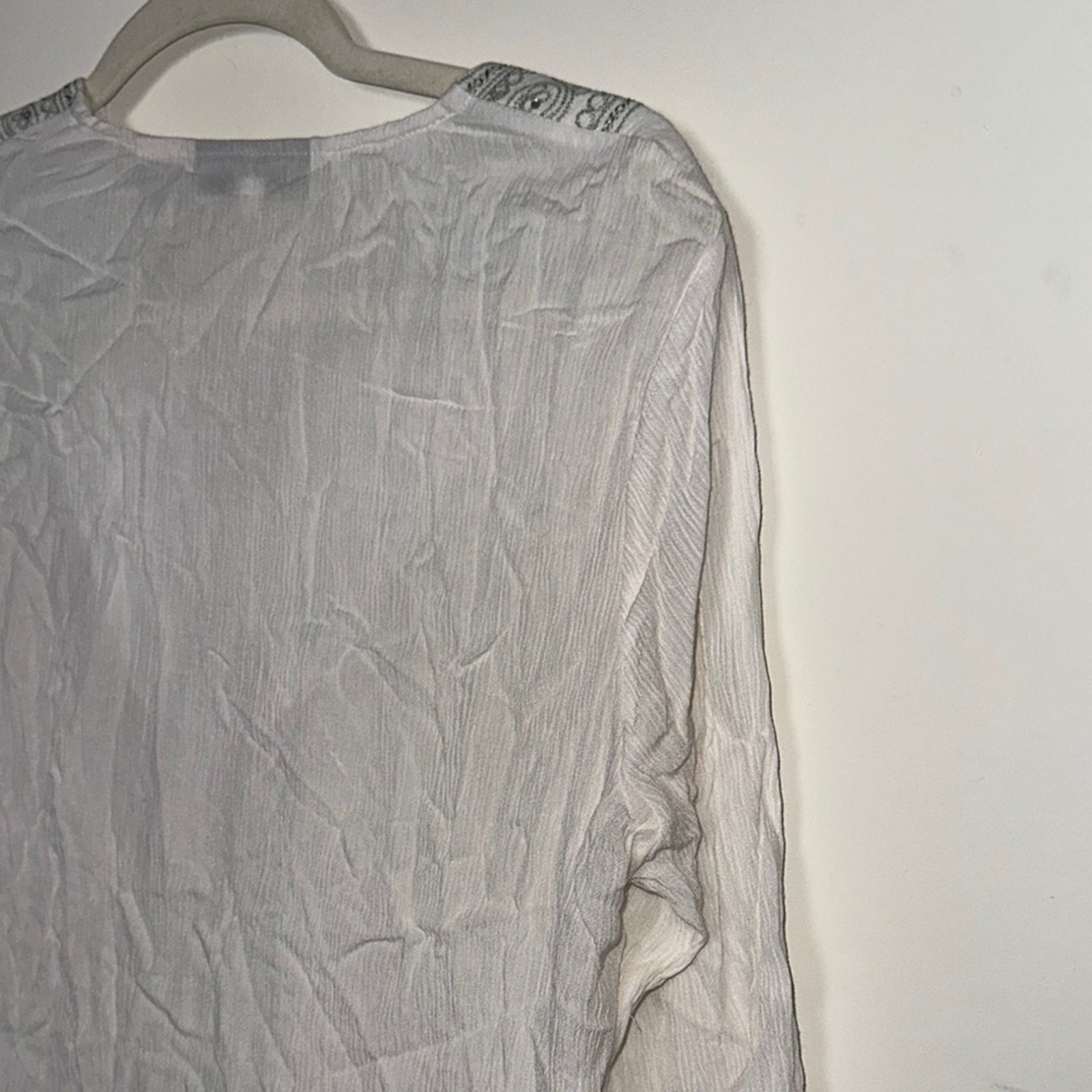 Cathy Daniels Top Womens Large 3/4 Sleeve Embroidered V-neck Pullover Tunic NWT