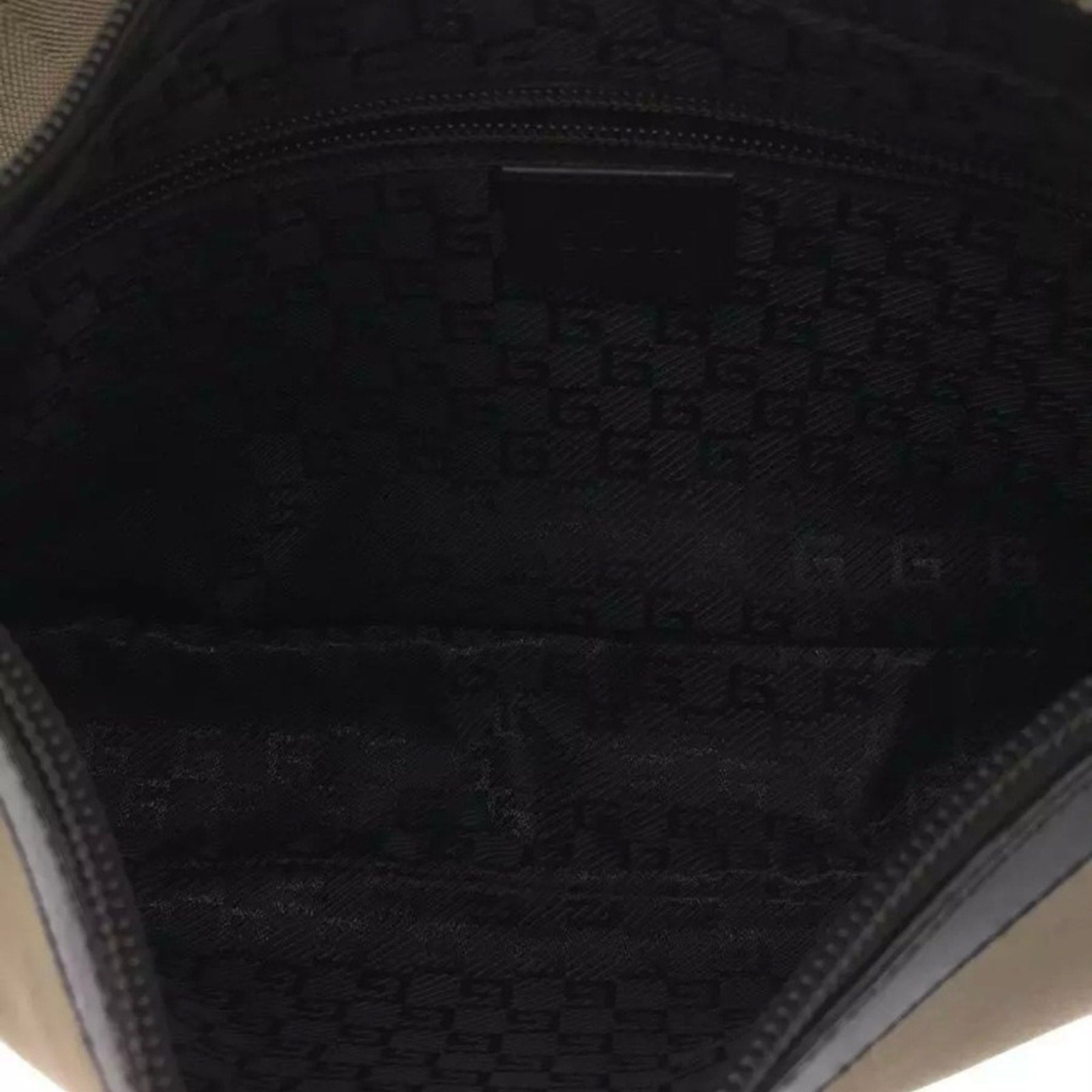 VINTAGE GUCCI shoulder bag khaki canvas plain 35098 3444 EUC