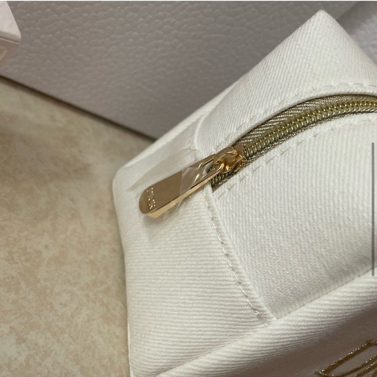 Dior White and Gold Cosmetic Pouch with Miss Dior Perfume