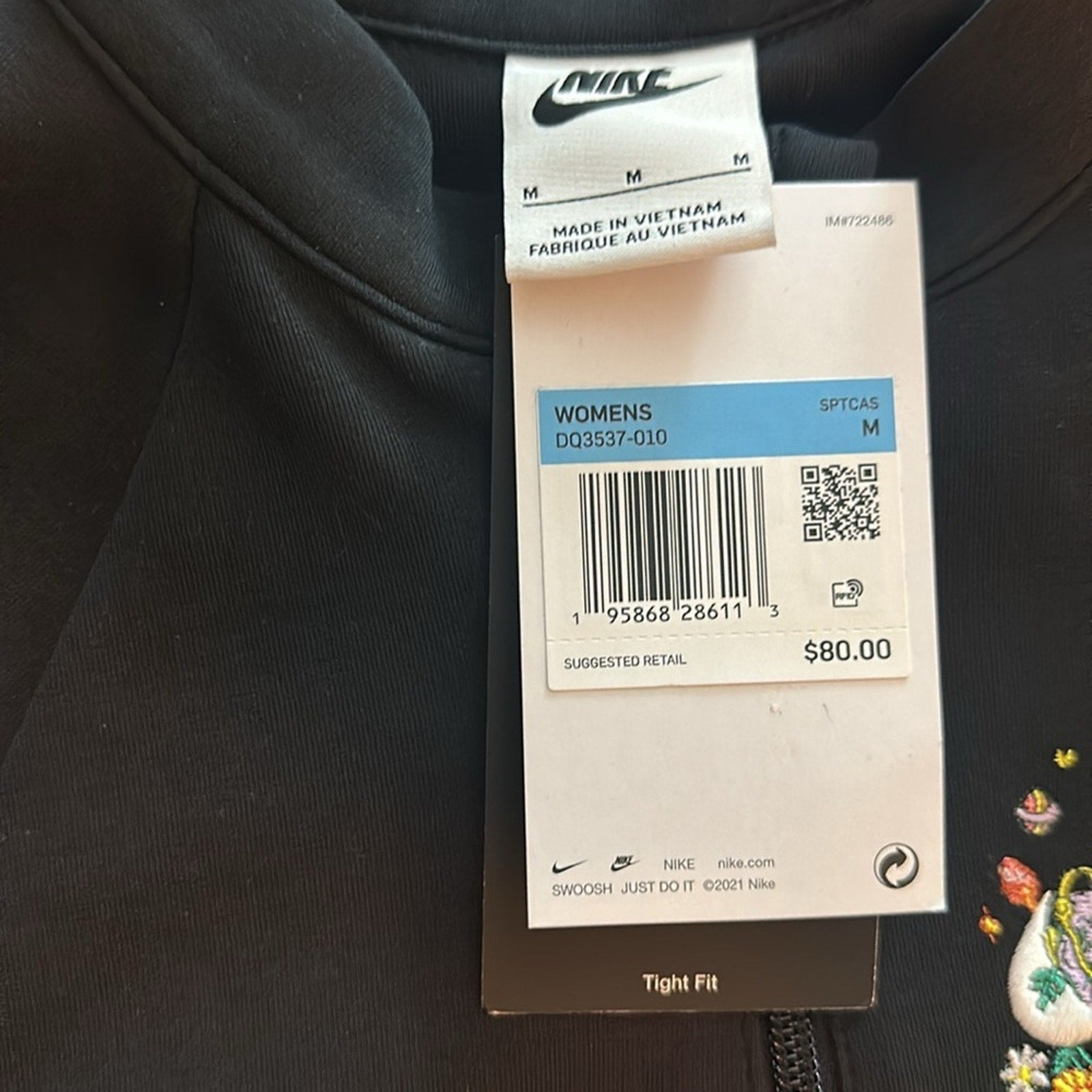 Nike Women’s Black Sportswear Essential Logo Long Sleeve Dress - Medium